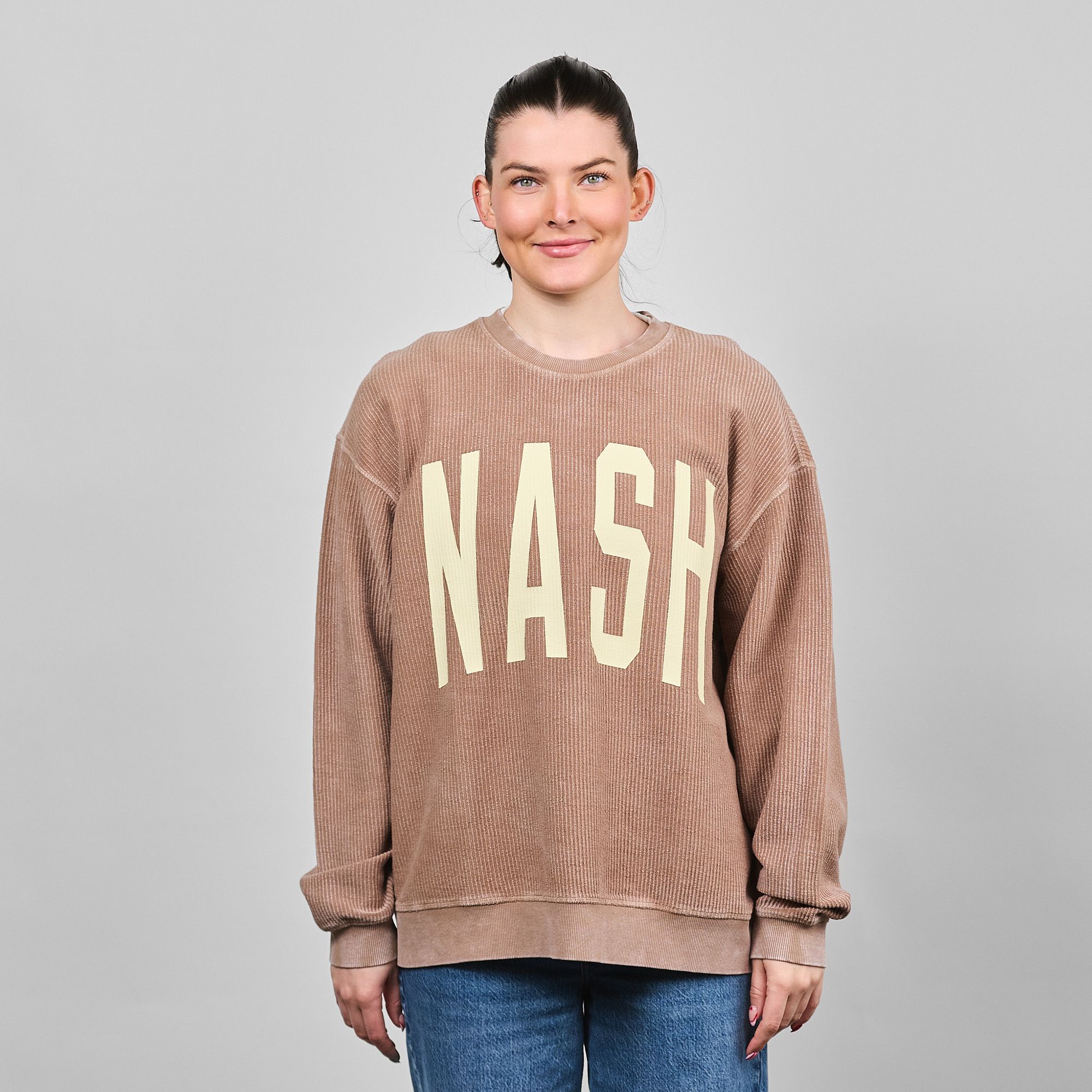 Nash Women's Nashville Brown Camden Corded Crewneck Sweatshirt
