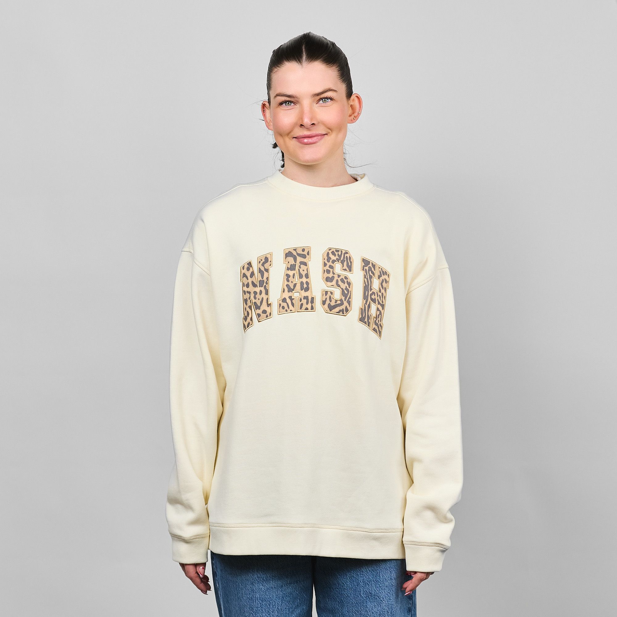Nash Women's Nashville Cream Leopard Classic Crewneck Sweatshirt