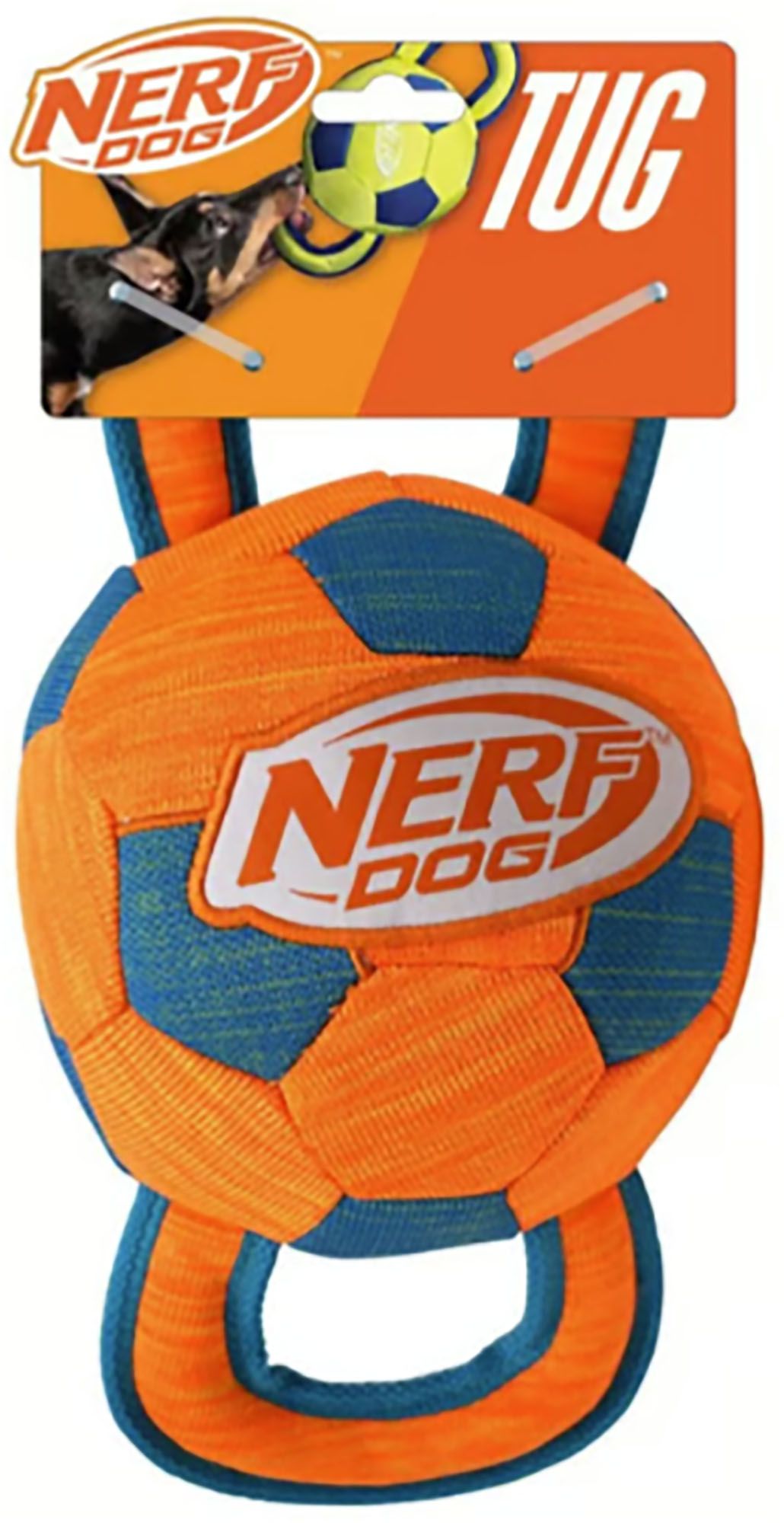 Nerf Dog X-Weave Squeak &amp; Crunch Soccer Tug Dog Toy