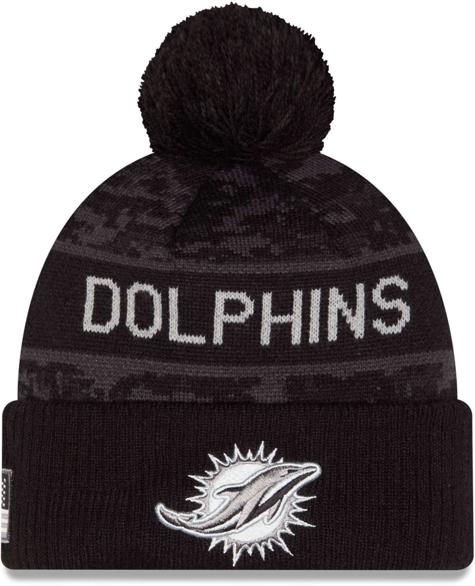 New Era Adult Miami Dolphins Salute To Service 2026 Sideline Knit Beanie