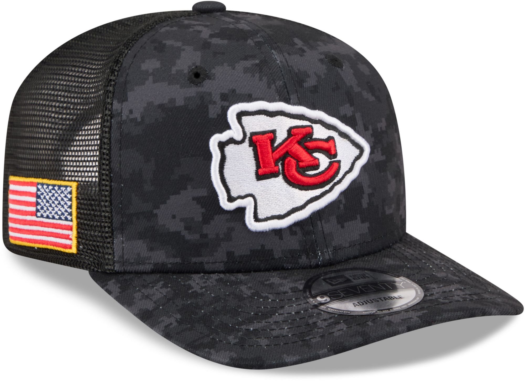 New Era Adult Kansas City Chiefs Salute To Service 2026 9Seventy Adjustable Trucker Hat