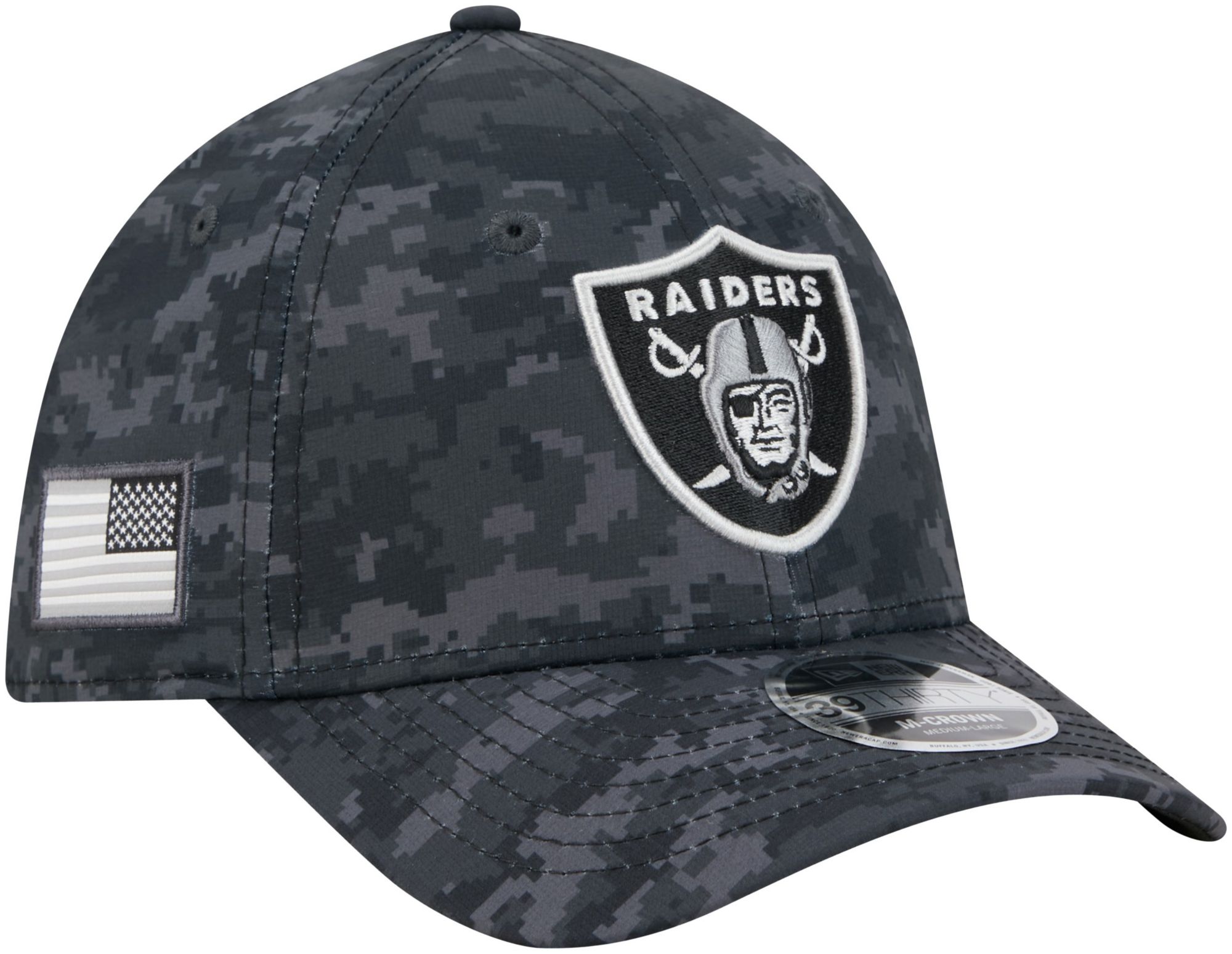 New Era Adult Las Vegas Raiders Salute To Service 2026 39Thirty M-Crown Stretch Fit Hat