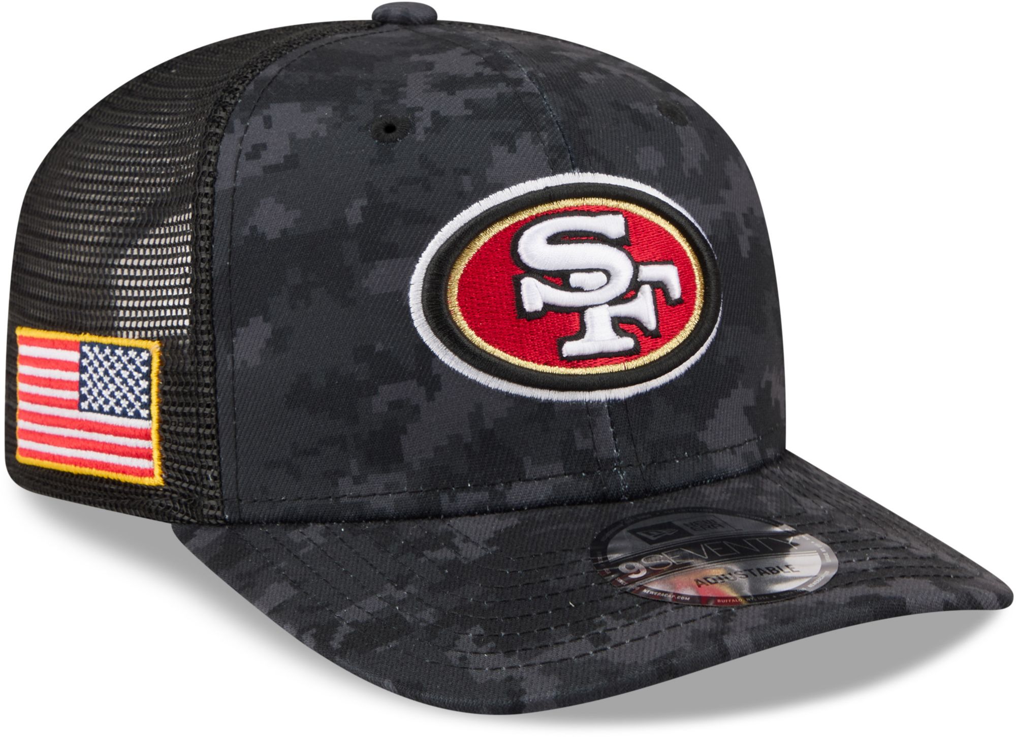 New Era Adult San Francisco 49ers Salute To Service 2026 9Seventy Adjustable Trucker Hat