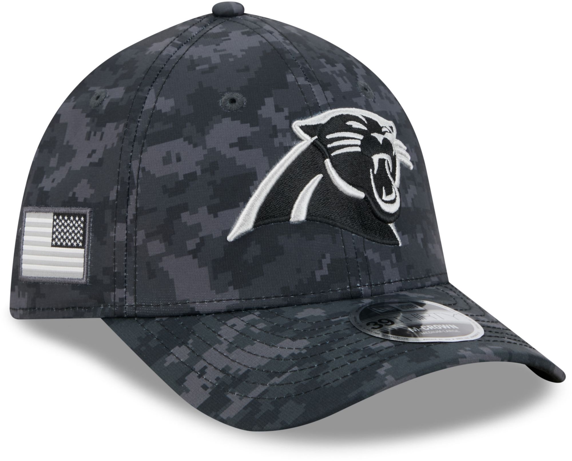 New Era Adult Carolina Panthers Salute To Service 2026 39Thirty M-Crown Stretch Fit Hat