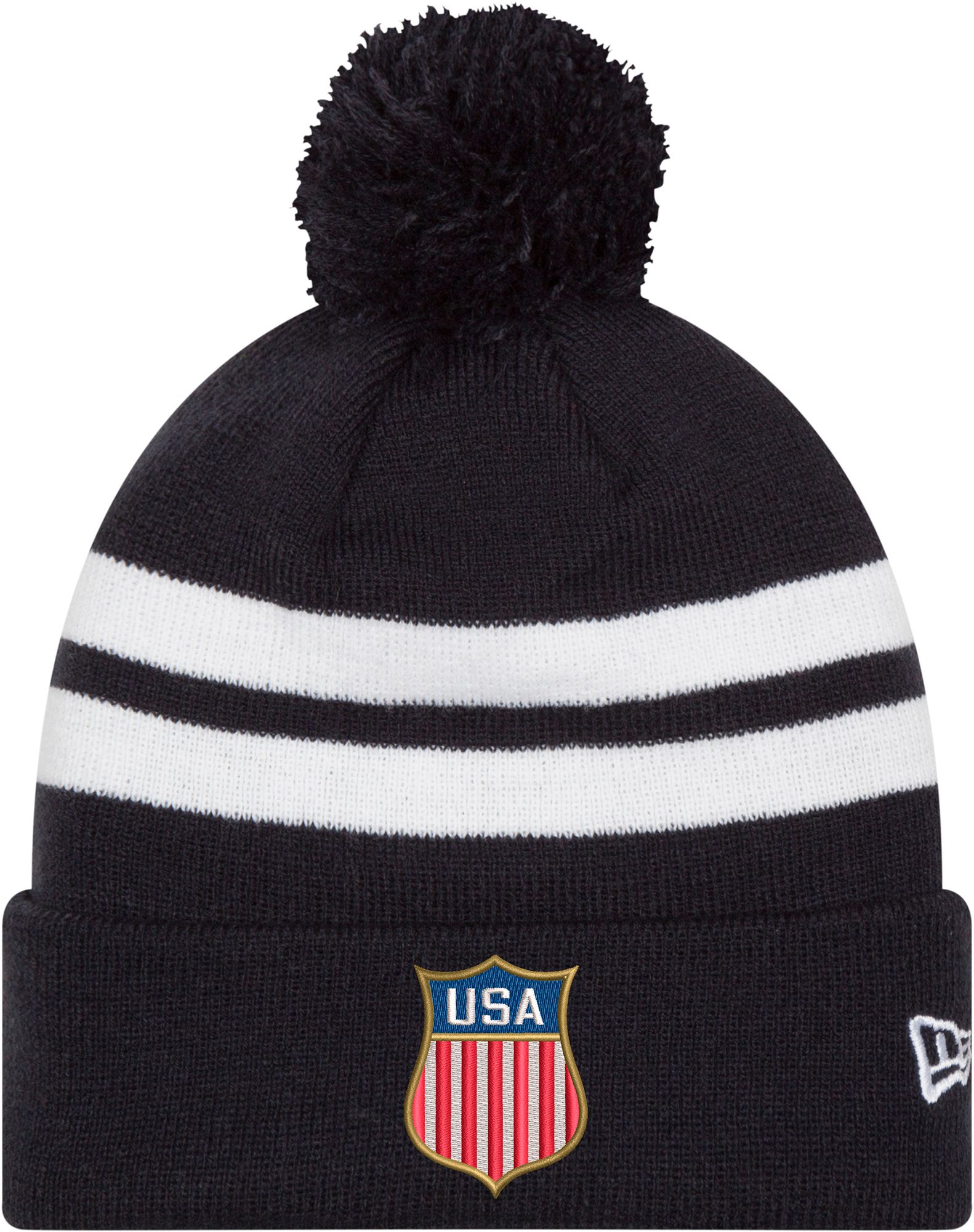 New Era Olympics USA Hockey Navy Two Tone Cuff Knit Pom Beanie