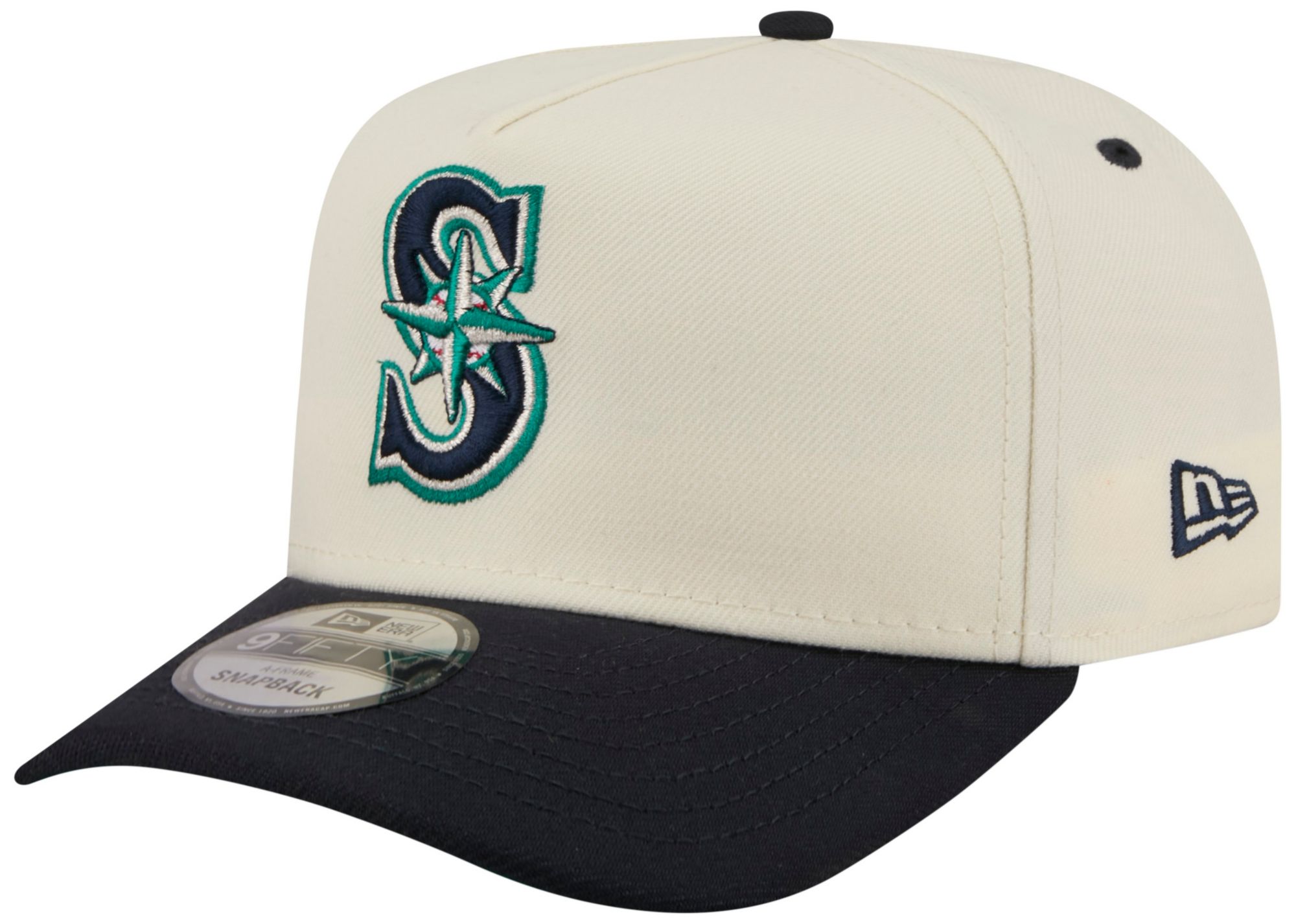 New Era Adult Seattle Mariners Cream Rear Hit A-Frame 9Fifty Adjustable Hat
