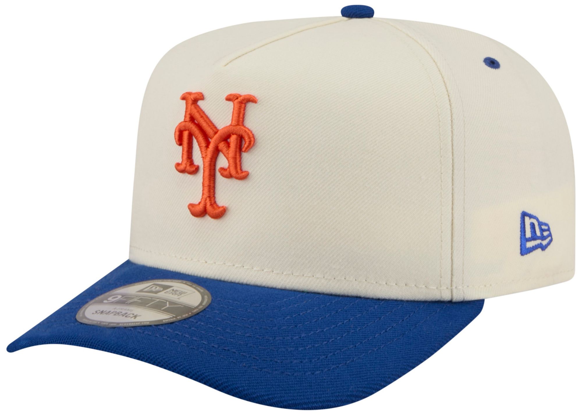 New Era Adult New York Mets Cream Rear Hit A-Frame 9Fifty Adjustable Hat