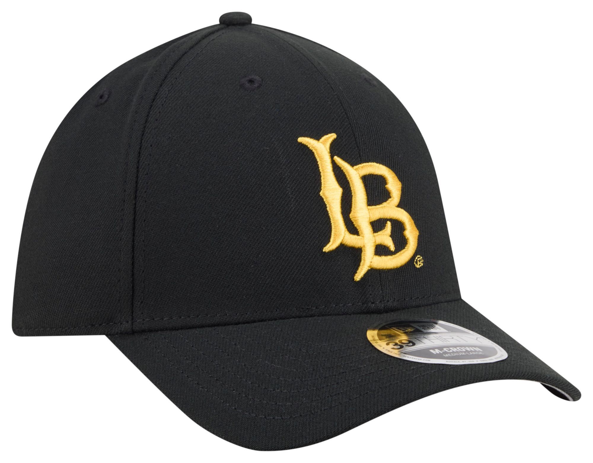 New Era Adult Long Beach State 49ers Black College Team 39Thirty Stretch Fit Hat