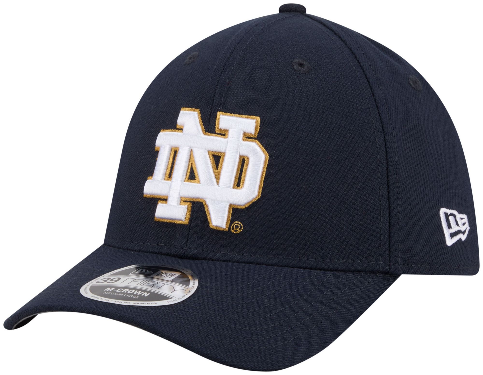 New Era Adult Notre Dame Fighting Irish Navy College Team 39Thirty Stretch Fit Hat