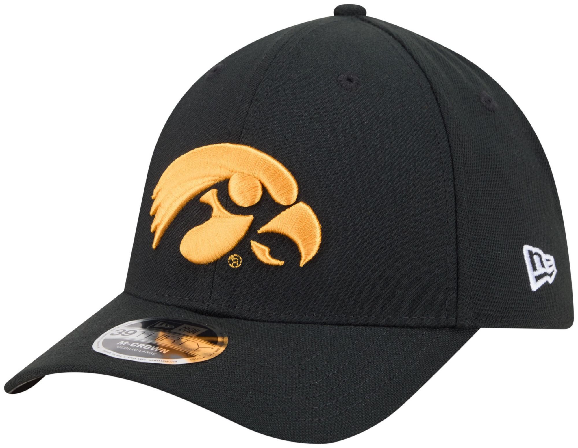 New Era Adult Iowa Hawkeyes Black College Team 39Thirty Stretch Fit Hat