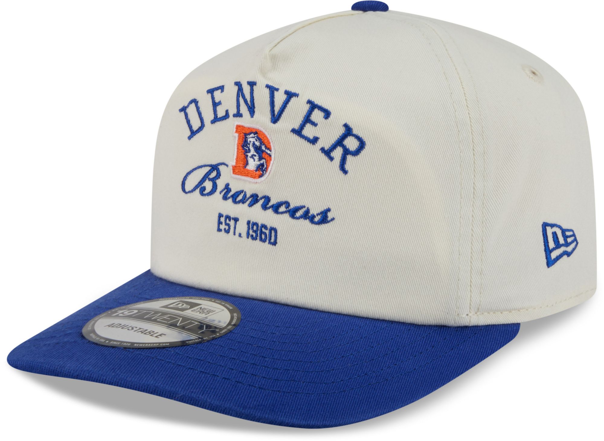 New Era Adult Denver Broncos Medium Blue Stacked 19Twenty Adjustable Hat