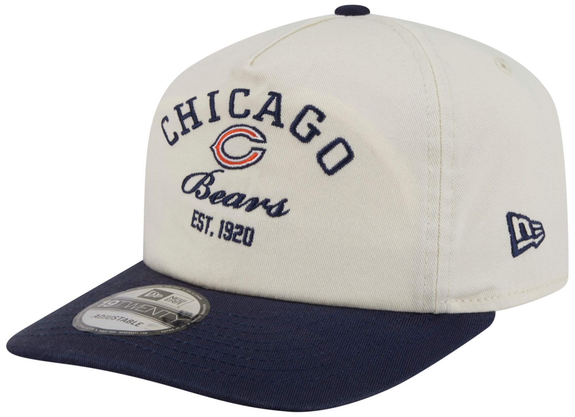 New Era Adult Chicago Bears White Stacked 19Twenty Adjustable Hat
