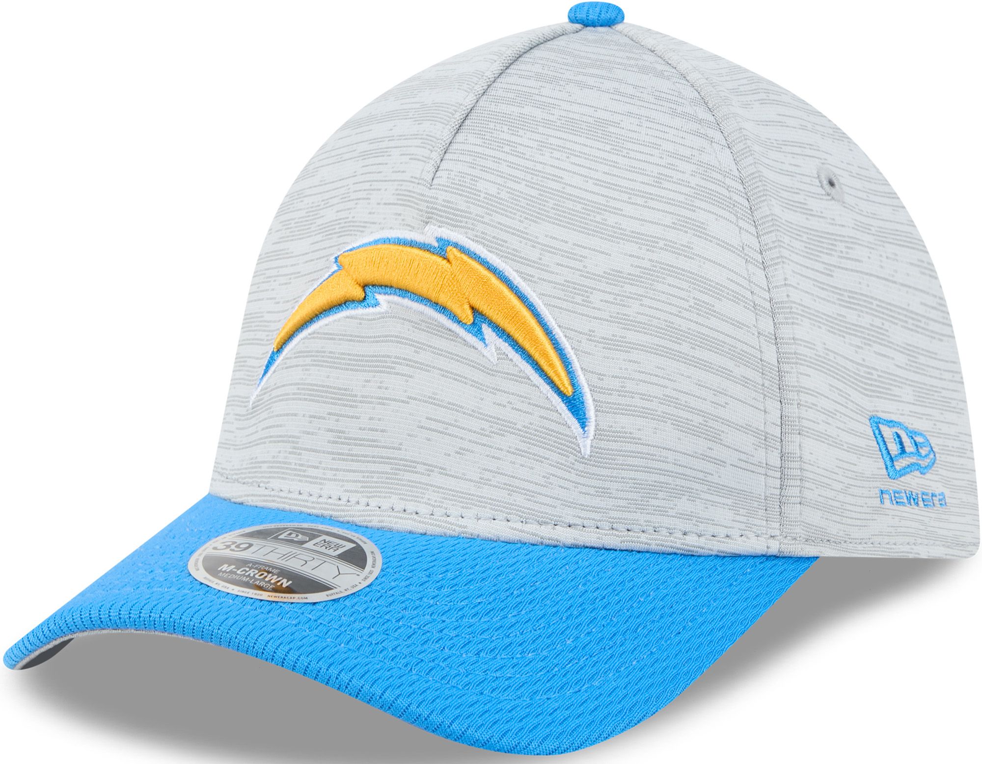 New Era Adult Los Angeles Chargers Grey Tech 39Thirty Stretch Fit Hat