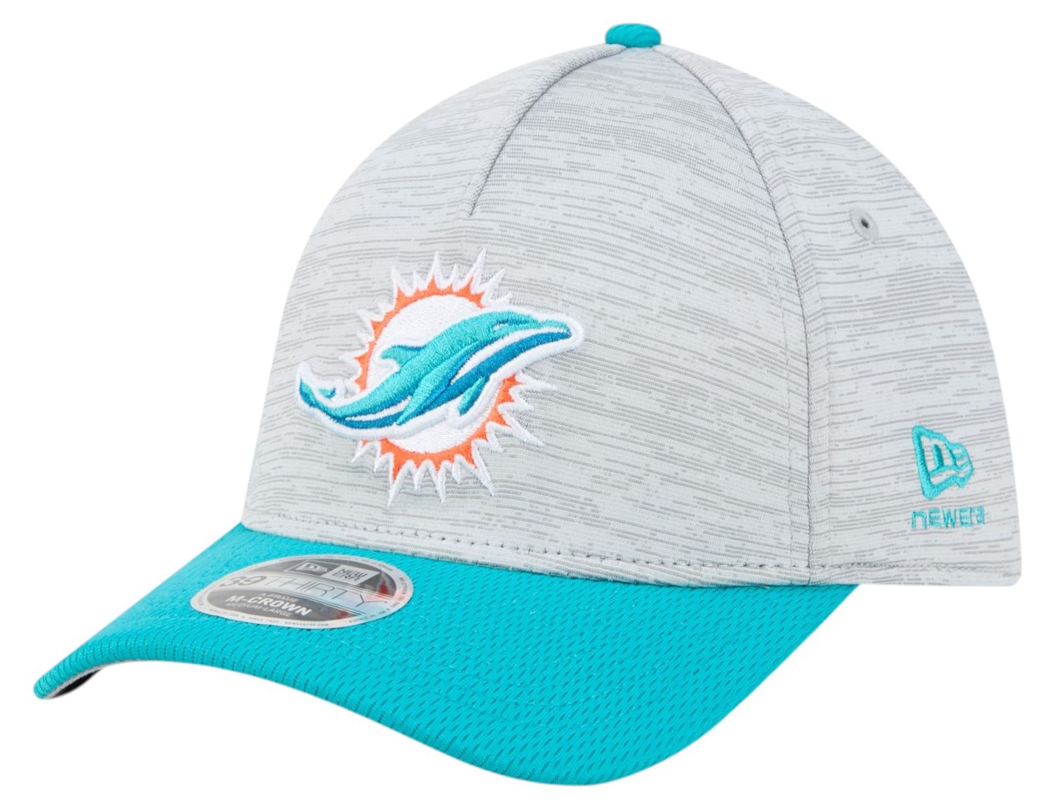 New Era Adult Miami Dolphins Grey Tech 39Thirty Stretch Fit Hat