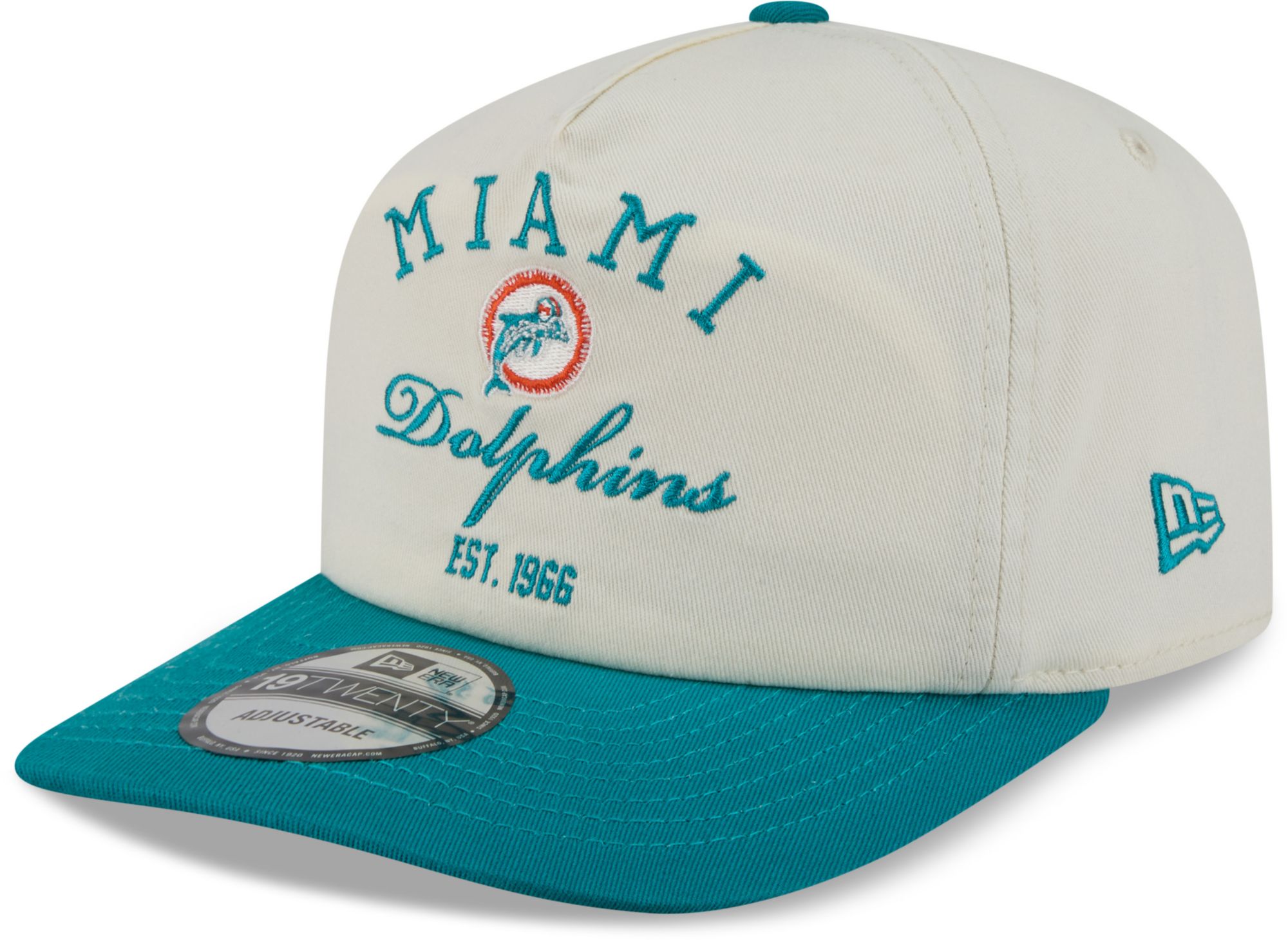 New Era Adult Miami Dolphins Turquoise Stacked 19Twenty Adjustable Hat