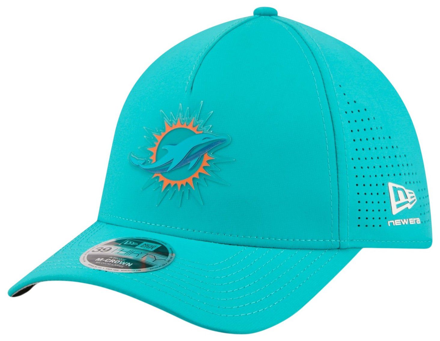 New Era Adult Miami Dolphins Turquoise Tonal 39Thirty Stretch Fit Hat