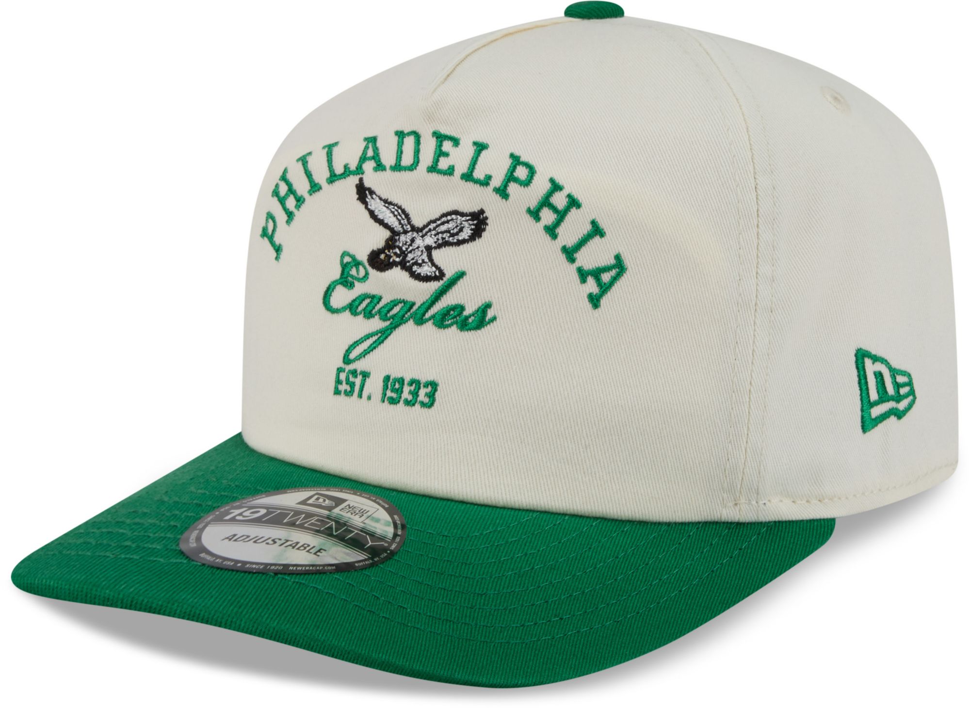 New Era Adult Philadelphia Eagles Medium Green Stacked 19Twenty Adjustable Hat