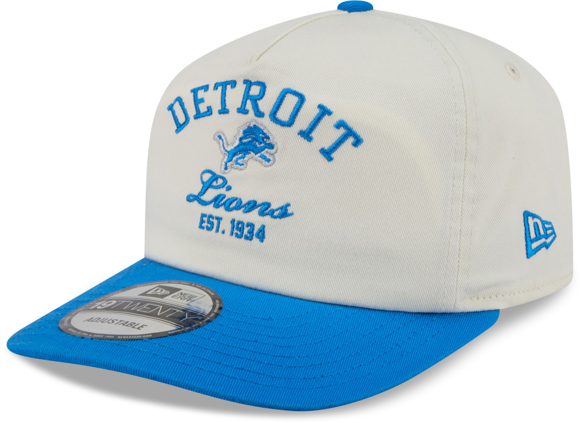 New Era Adult Detroit Lions White Stacked 19Twenty Adjustable Hat