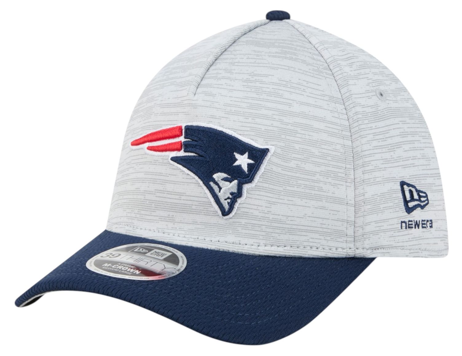 New Era Adult New England Patriots Grey Tech 39Thirty Stretch Fit Hat
