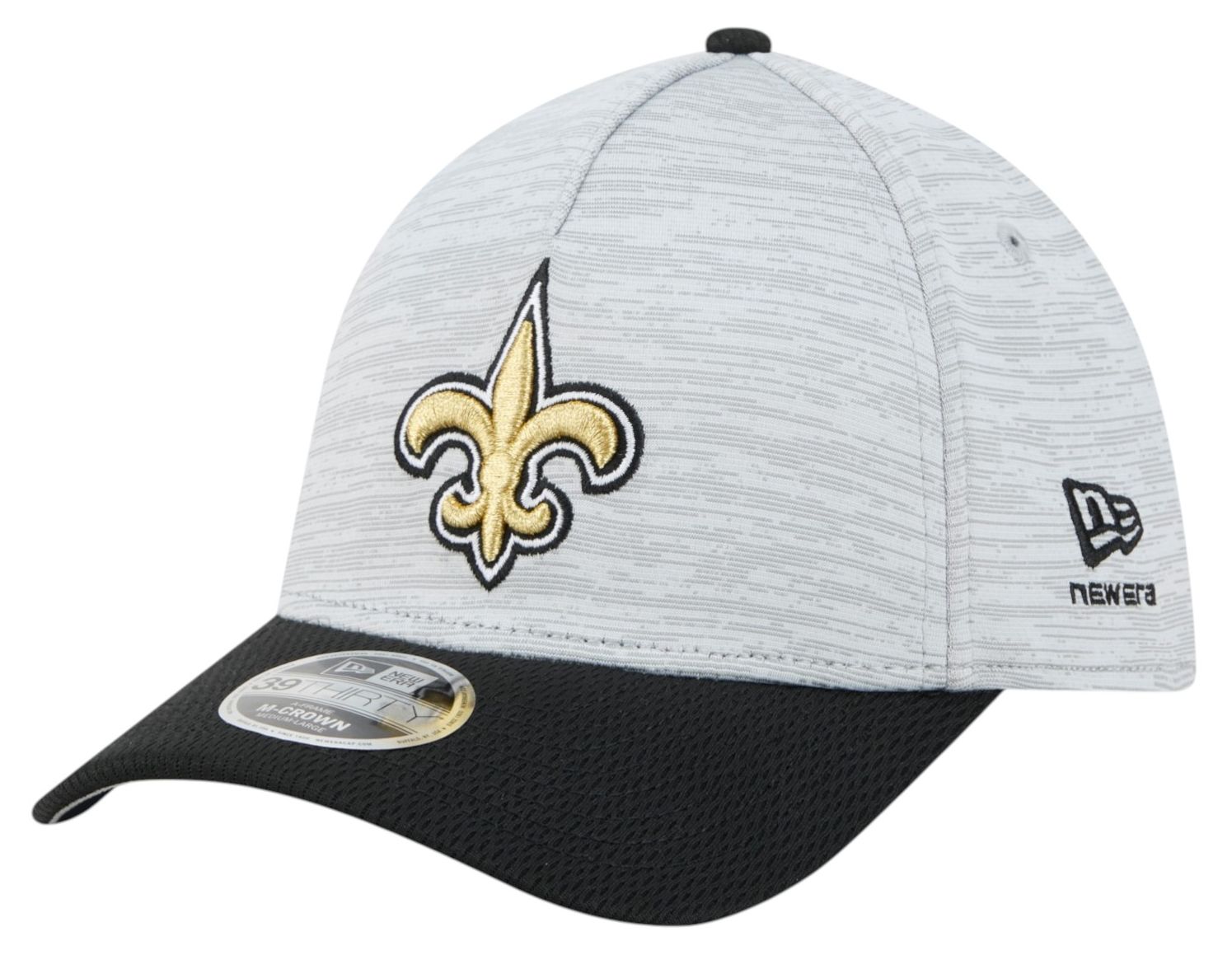 New Era Adult New Orleans Saints Grey Tech 39Thirty Stretch Fit Hat