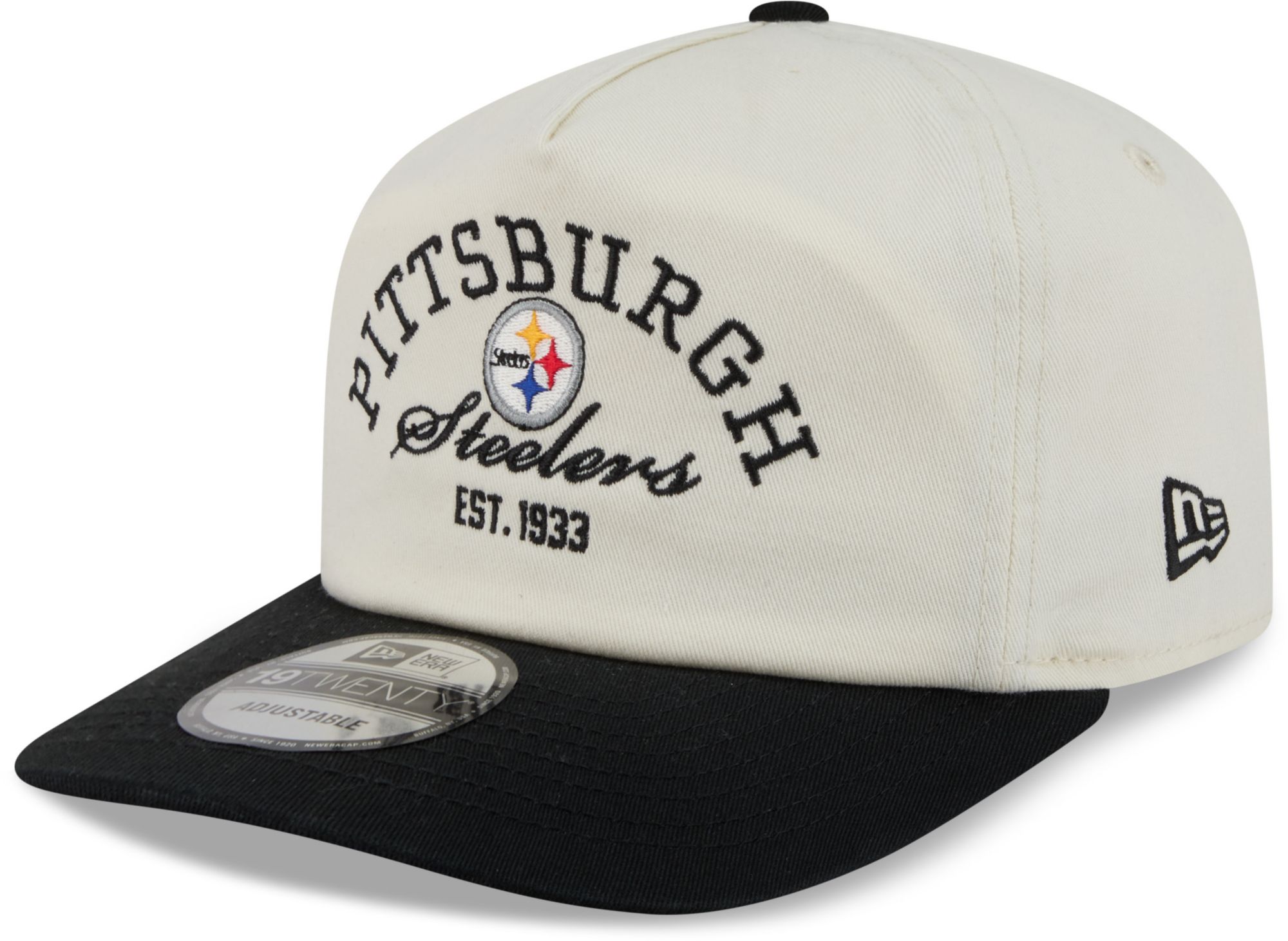 New Era Adult Pittsburgh Steelers Black Stacked 19Twenty Adjustable Hat