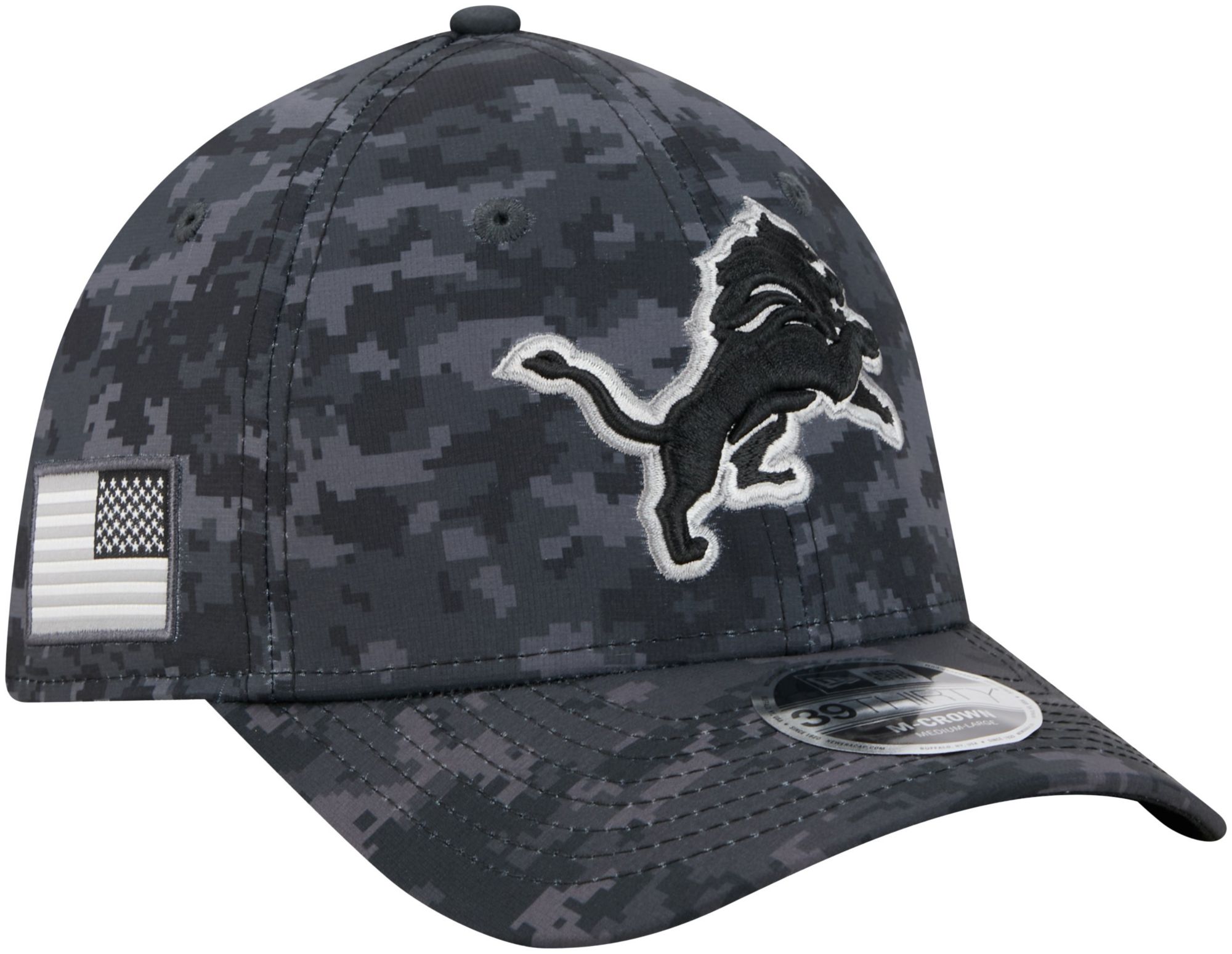 New Era Adult Detroit Lions Salute To Service 2026 39Thirty M-Crown Stretch Fit Hat
