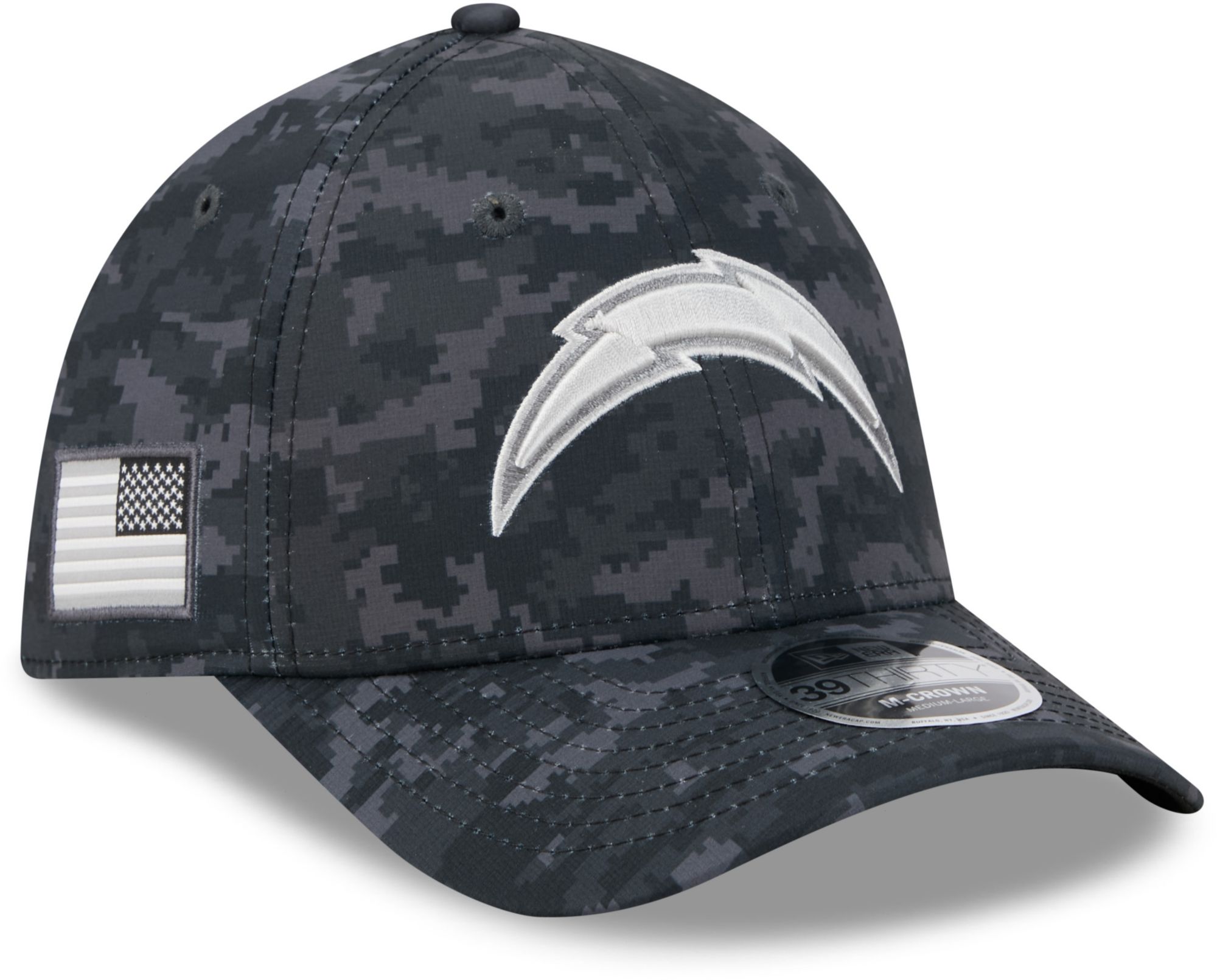 New Era Adult Los Angeles Chargers Salute To Service 2026 39Thirty M-Crown Stretch Fit Hat