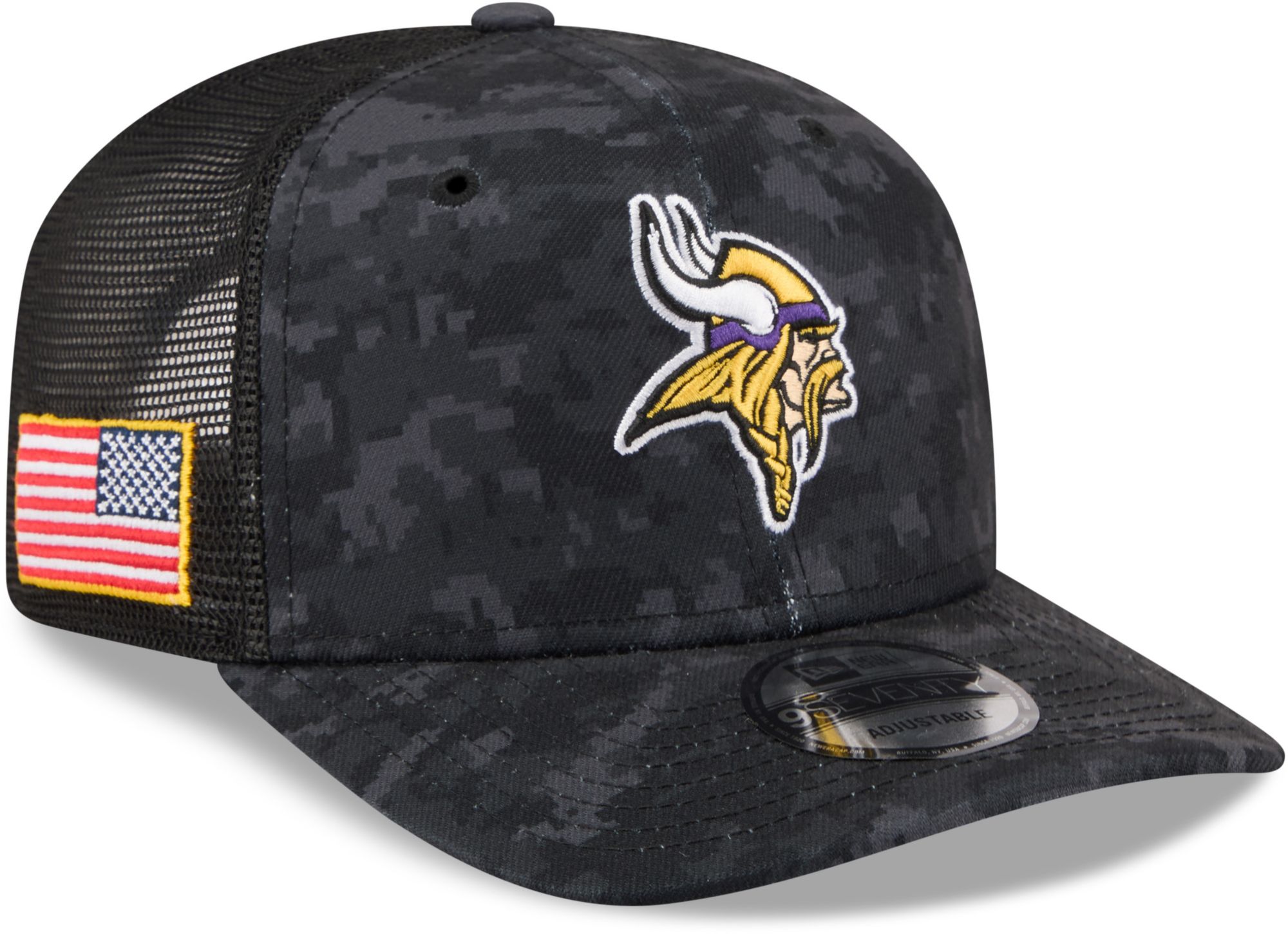 New Era Adult Minnesota Vikings Salute To Service 2026 9Seventy Adjustable Trucker Hat