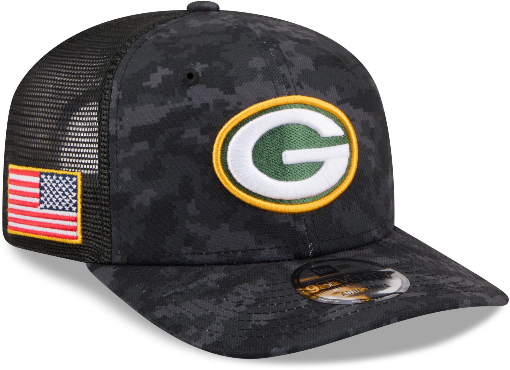 New Era Adult Green Bay Packers Salute To Service 2026 9Seventy Adjustable Trucker Hat