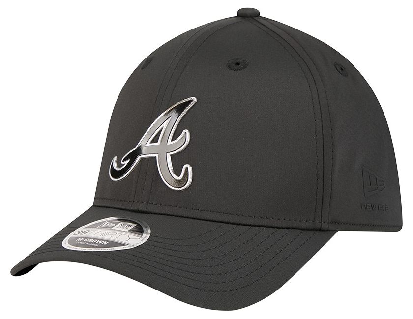 New Era Adult Atlanta Braves Black Metallic 39Thirty Stretch Fit Hat