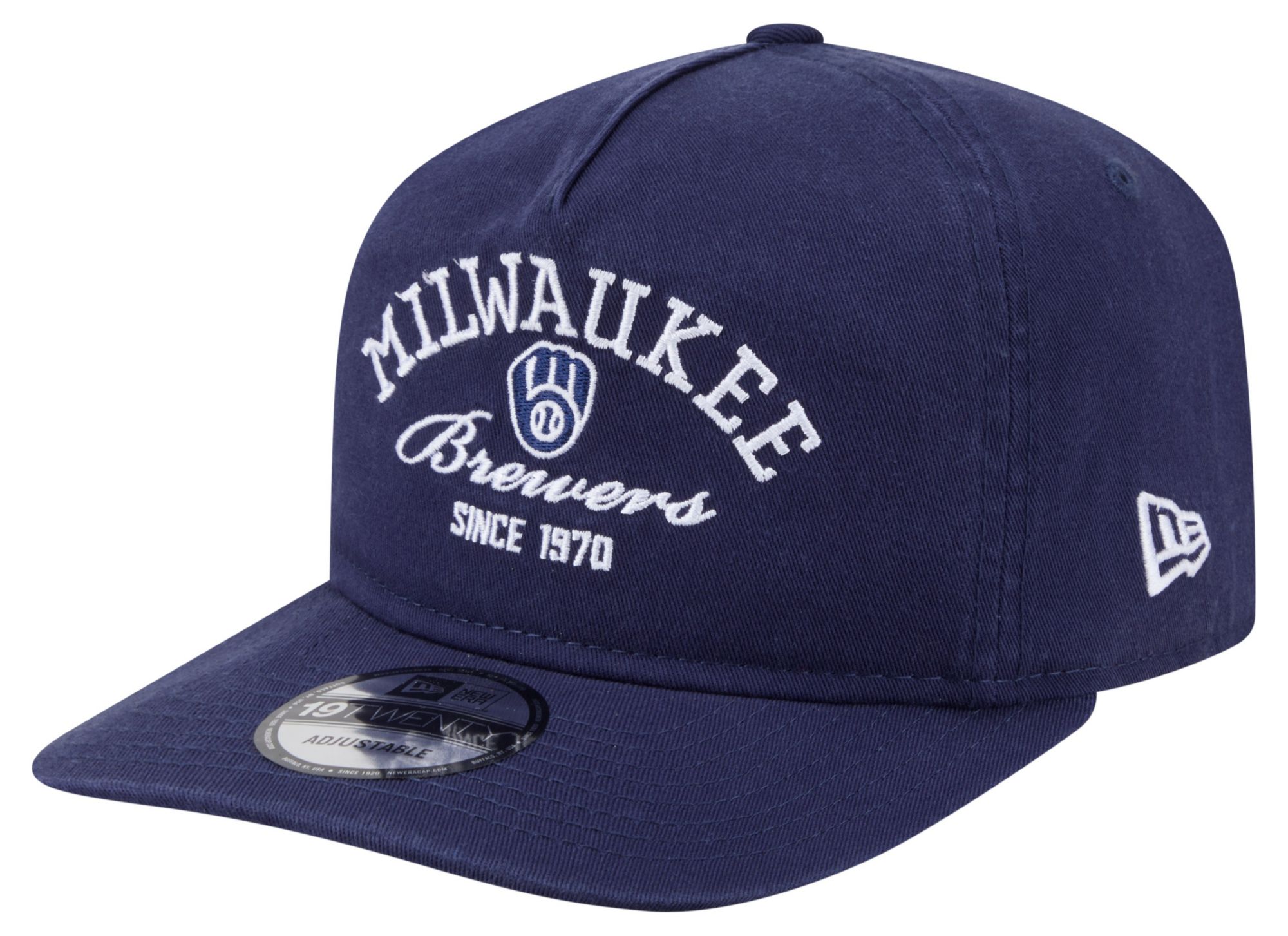 New Era Adult Milwaukee Brewers Navy 19Twenty Stacked Adjustable Hat