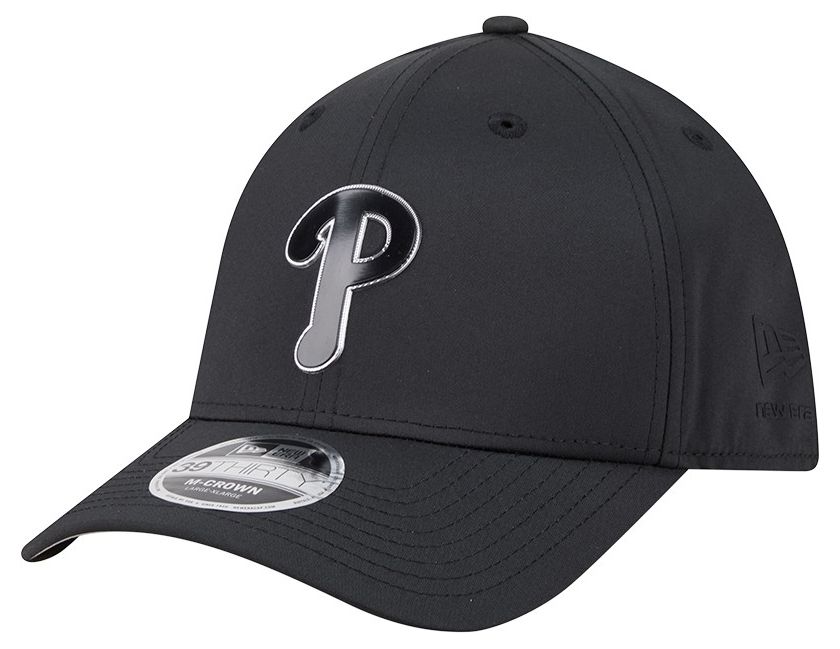 New Era Adult Philadelphia Phillies Black Metallic 39Thirty Stretch Fit Hat
