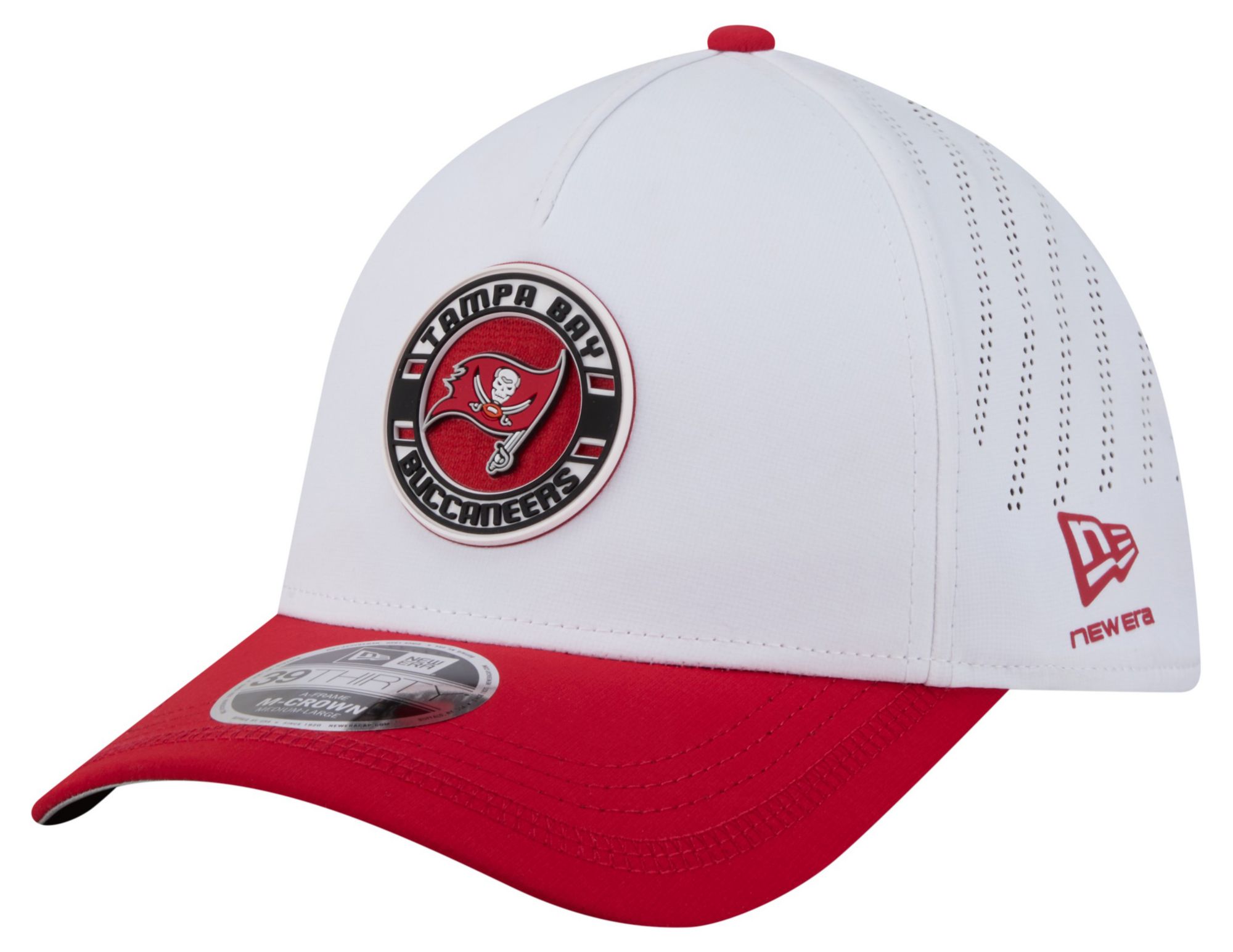 New Era Adult Tampa Bay Buccaneers White A-Frame Patch 39Thirty Stretch Fit Hat