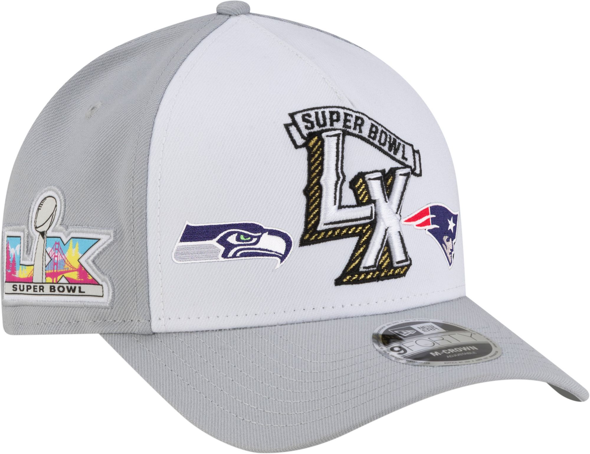 New Era Adult 2025-26 Super Bowl LX Bound Seattle Seahawks Vs. New England Patriots Dueling Helmets 9Forty Adjustable Hat