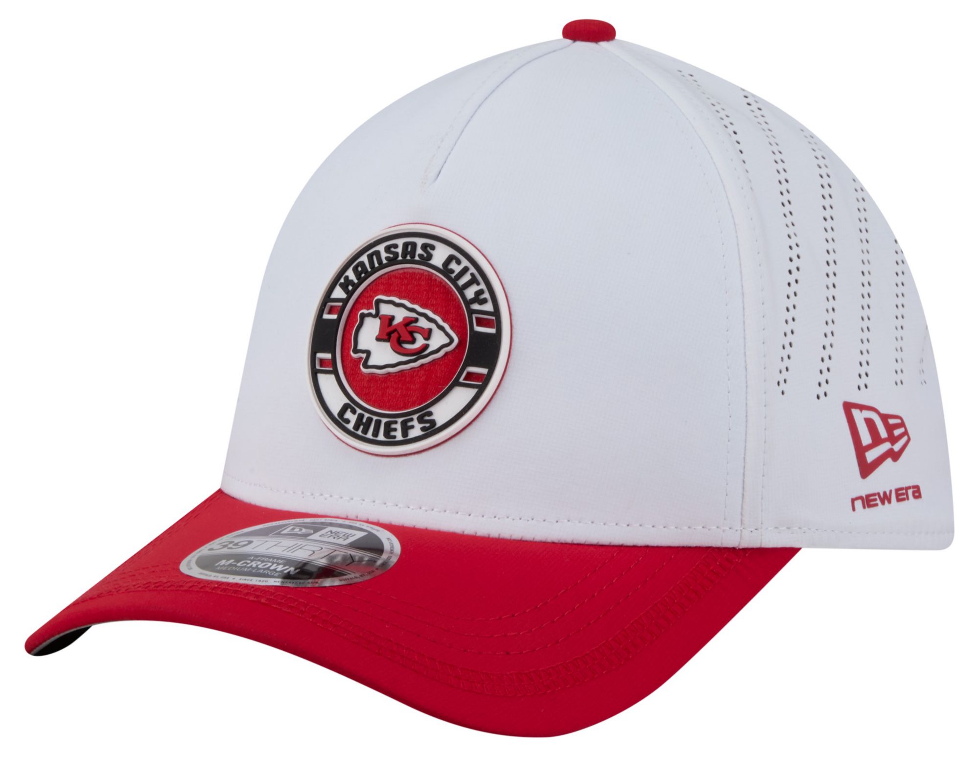 New Era Adult Kansas City Chiefs White A-Frame Patch 39Thirty Stretch Fit Hat