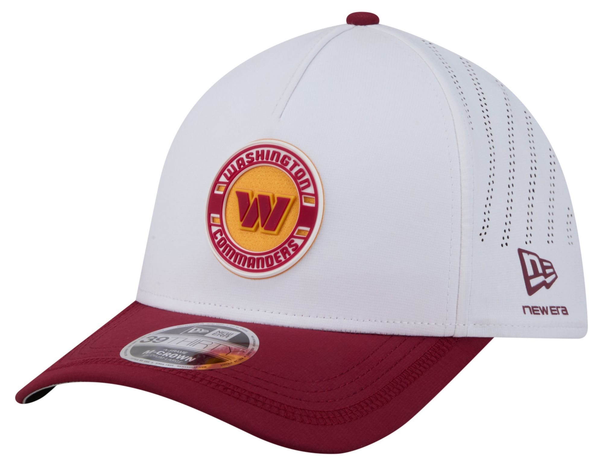 New Era Adult Washington Commanders White A-Frame Patch 39Thirty Stretch Fit Hat