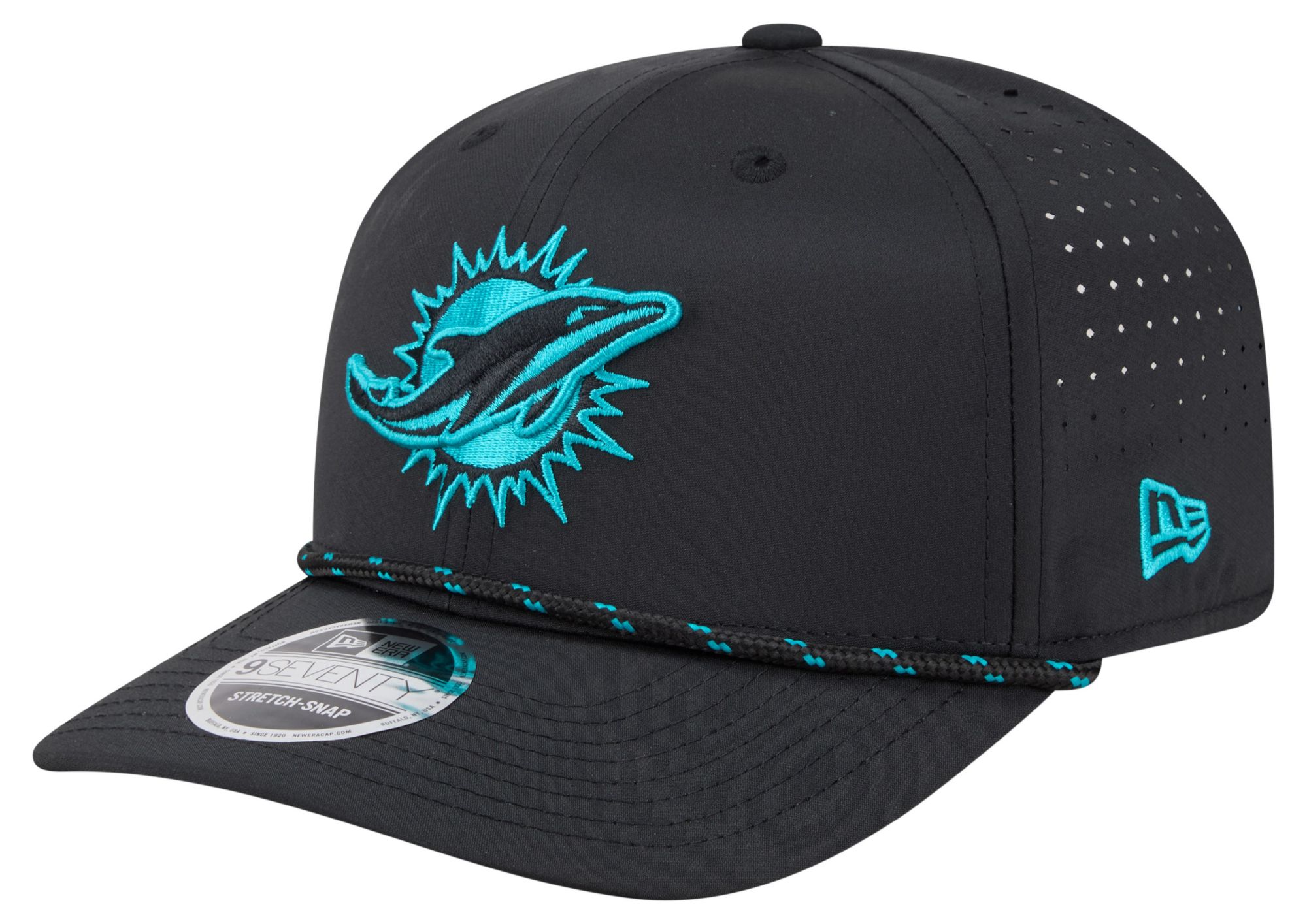 New Era Adult Miami Dolphins Black Rope 9Seventy Adjustable Hat