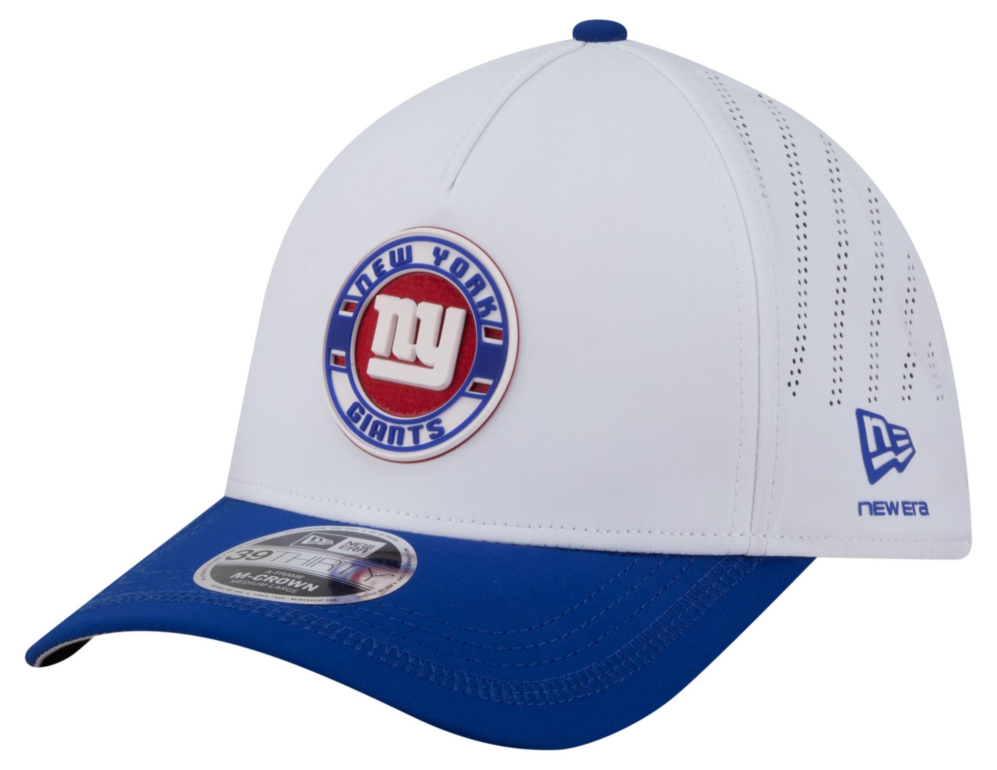 New Era Adult New York Giants White A-Frame Patch 39Thirty Stretch Fit Hat
