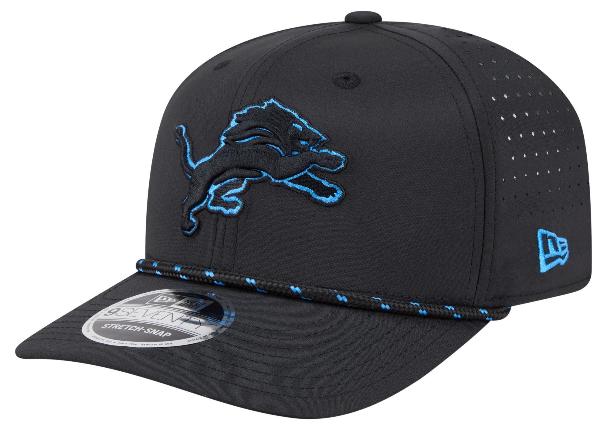 New Era Adult Detroit Lions Black Rope 9Seventy Adjustable Hat