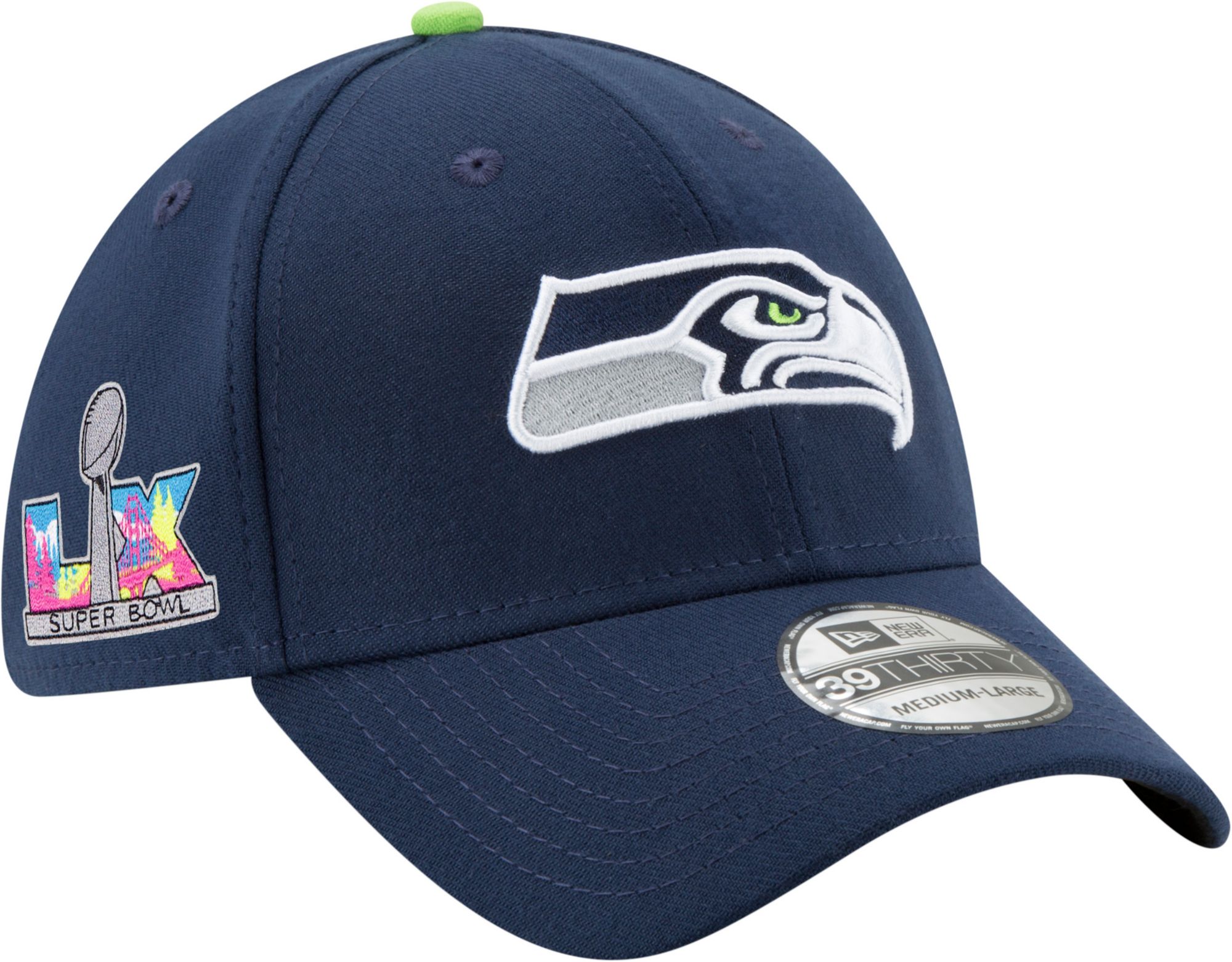 New Era Adult 2025-26 Super Bowl LX Bound Seattle Seahawks Side Patch 39Thirty Stretch Fit Hat