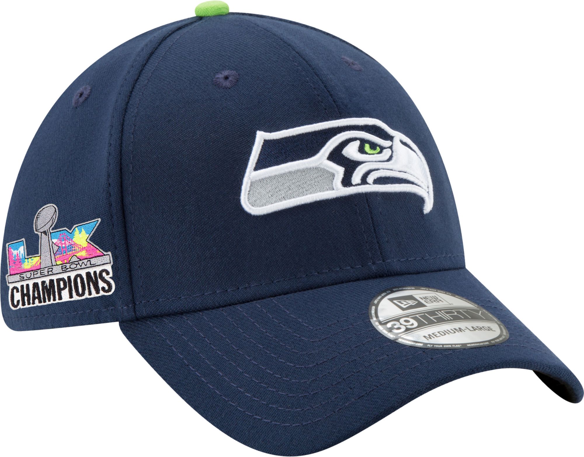 New Era Adult 2025-26 Super Bowl LX Champions Seattle Seahawks Patch 39Thirty StretchFit Hat