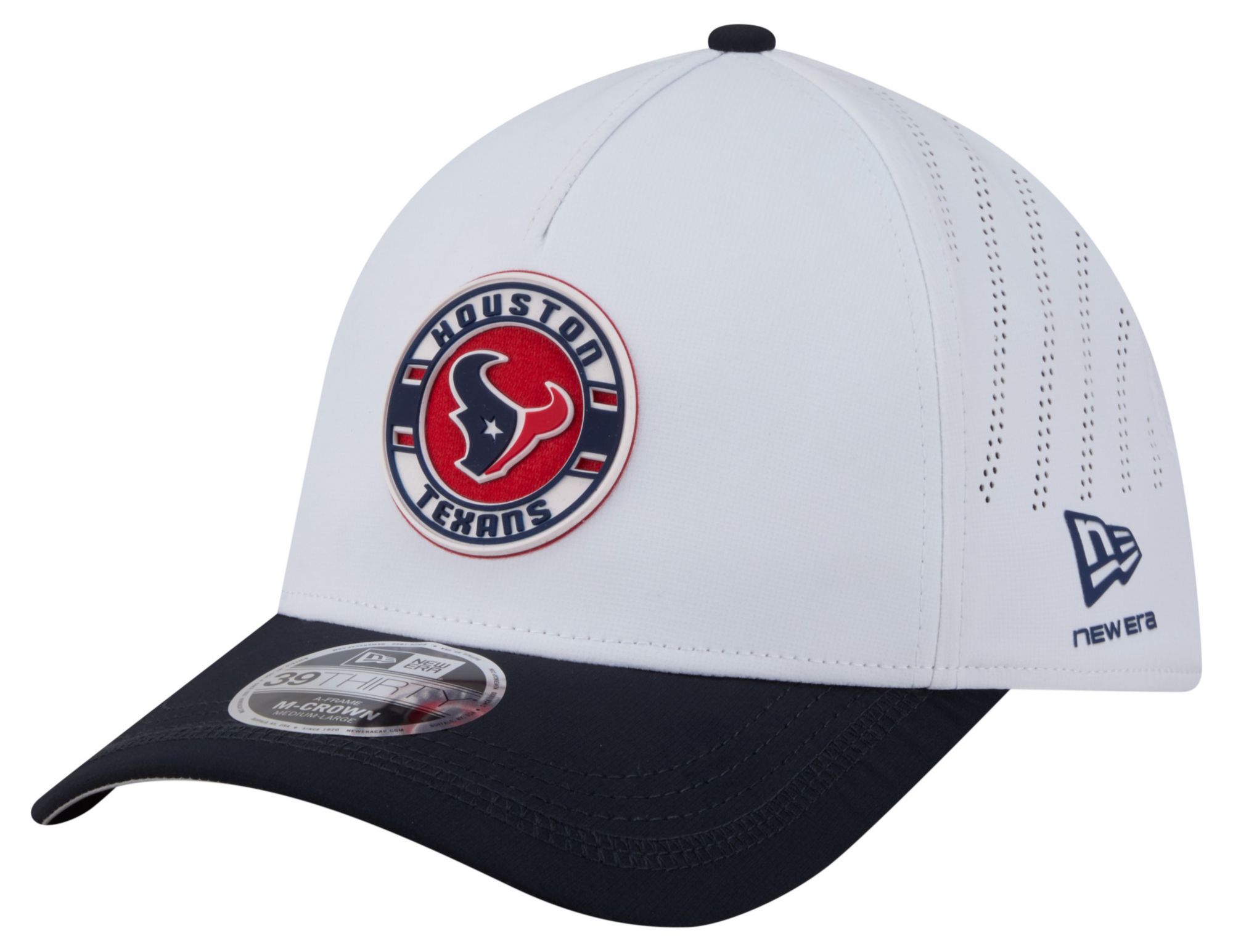 New Era Adult Houston Texans White A-Frame Patch 39Thirty Stretch Fit Hat