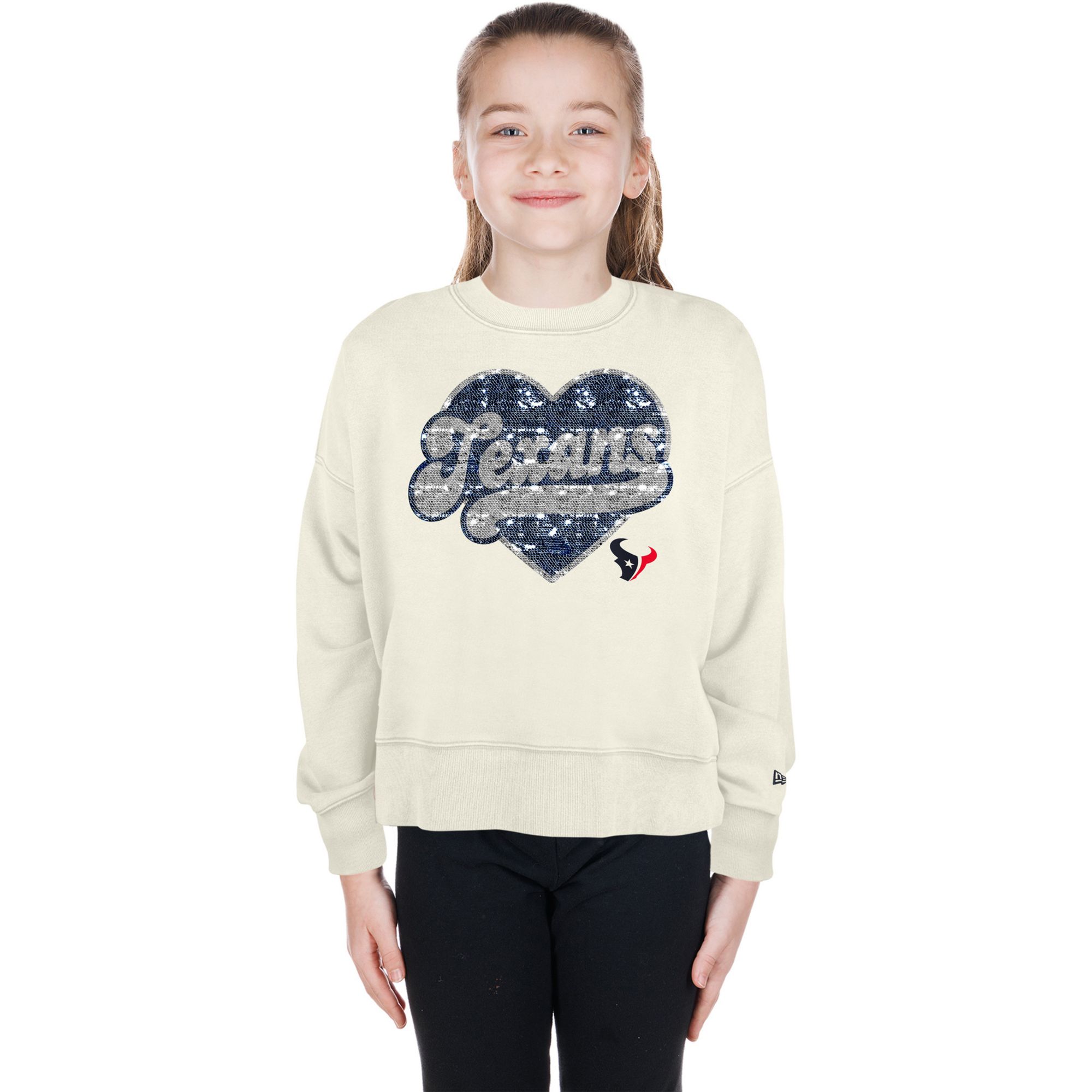 New Era Girls' Houston Texans Sequin Crewneck Sweatshirt