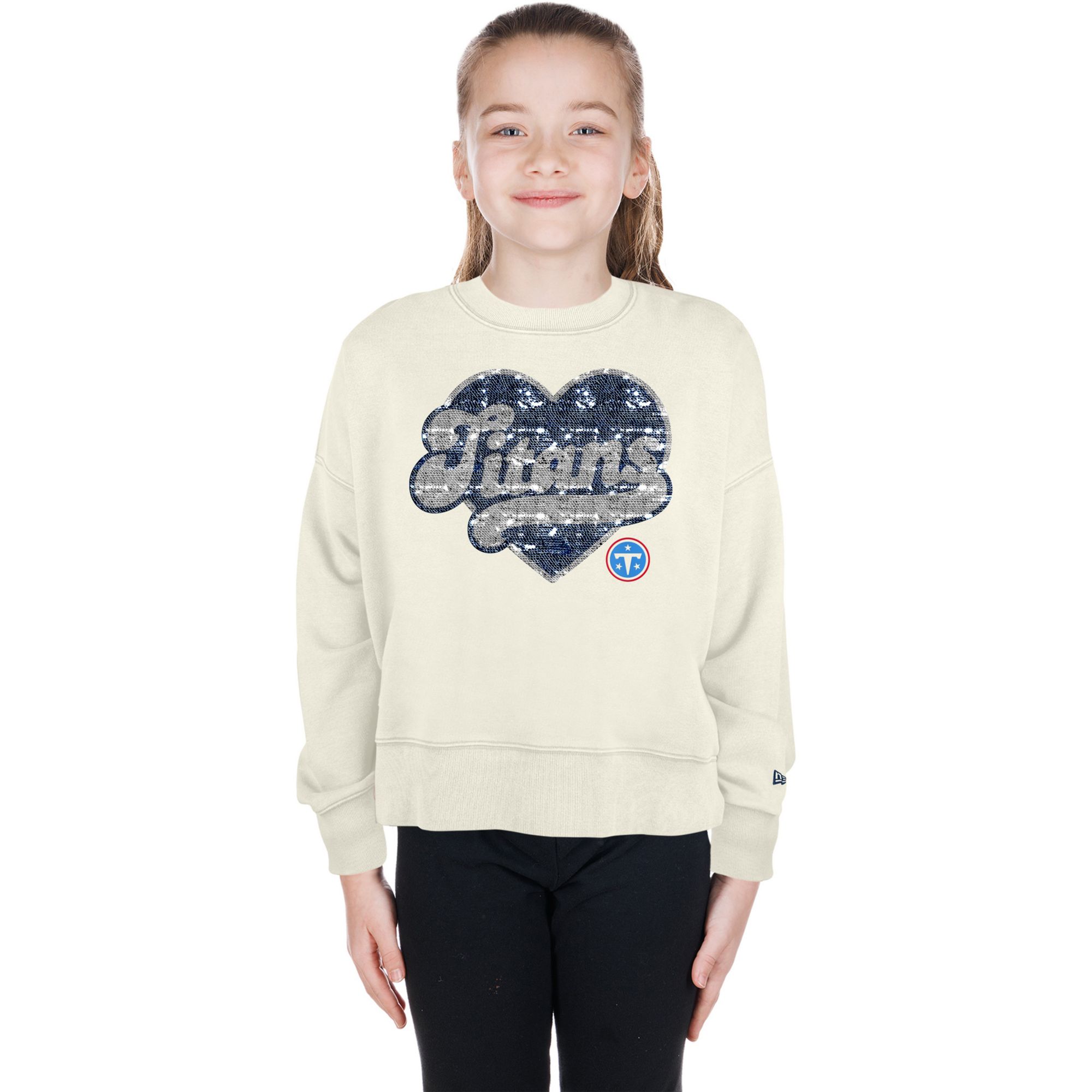 New Era Girls' Tennessee Titans Sequin Crewneck Sweatshirt