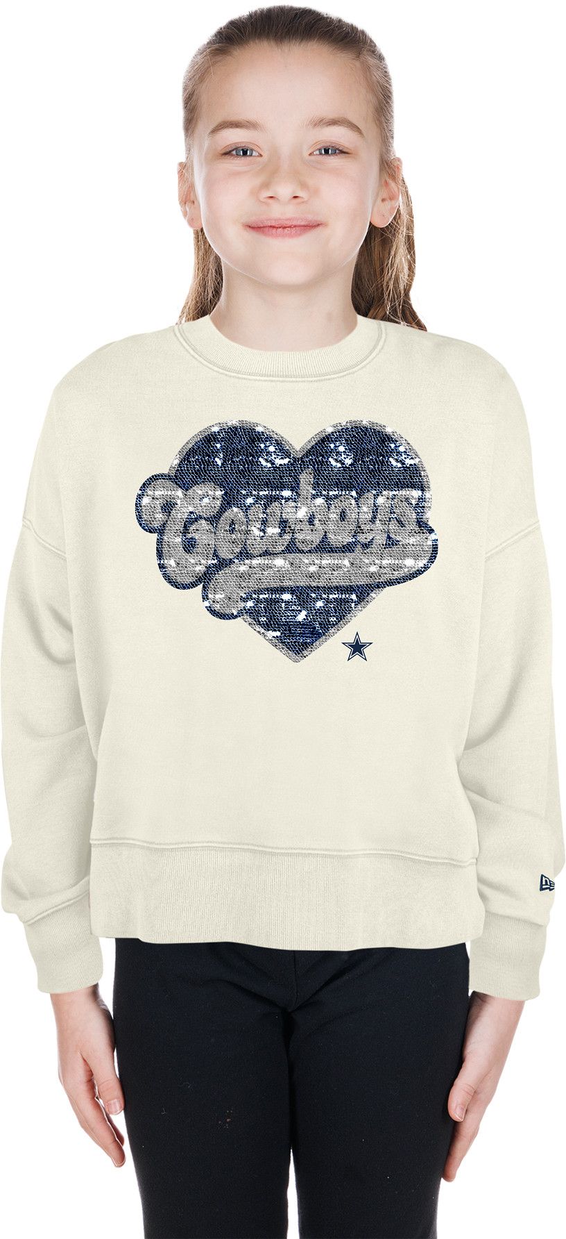 New Era Girls' Dallas Cowboys Sequin Crewneck Sweatshirt