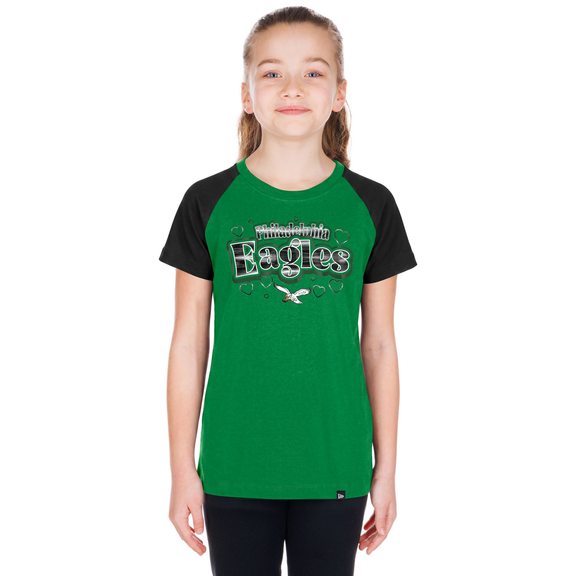 New Era Girls' Philadelphia Eagles Green Raglan T-Shirt