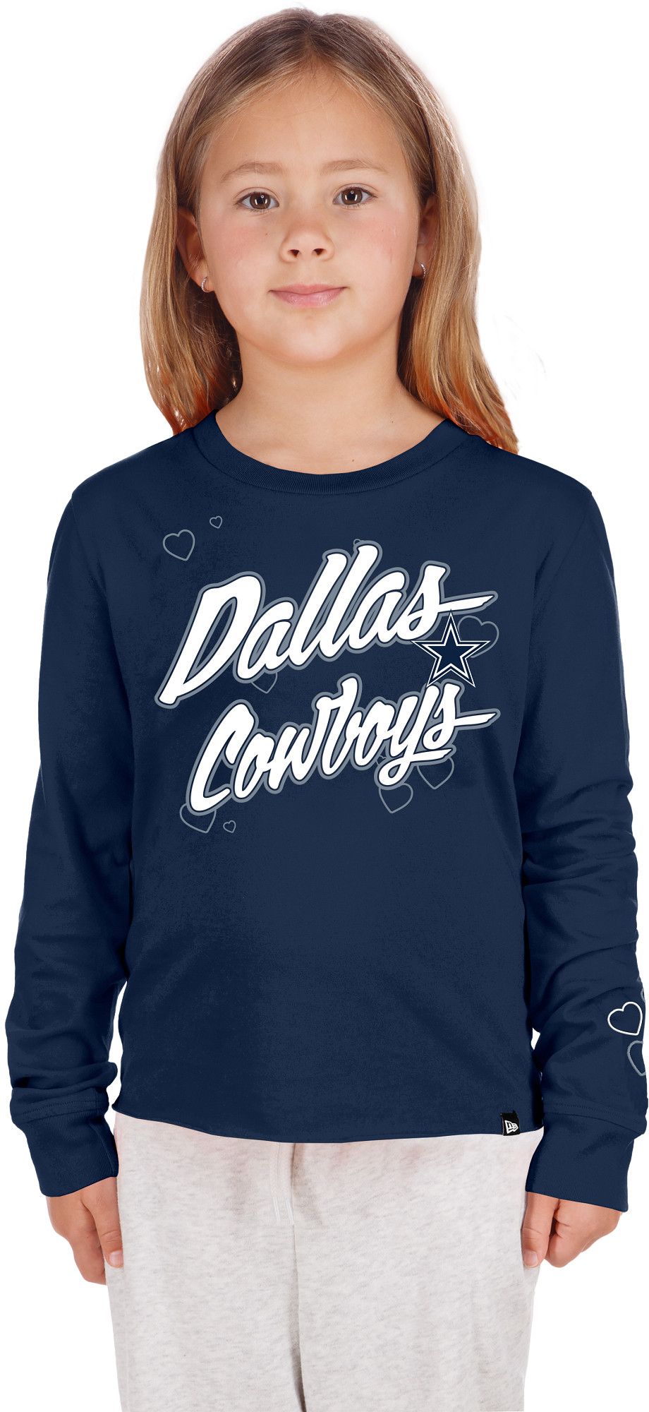 New Era Girls' Dallas Cowboys Navy Script Long Sleeve Shirt