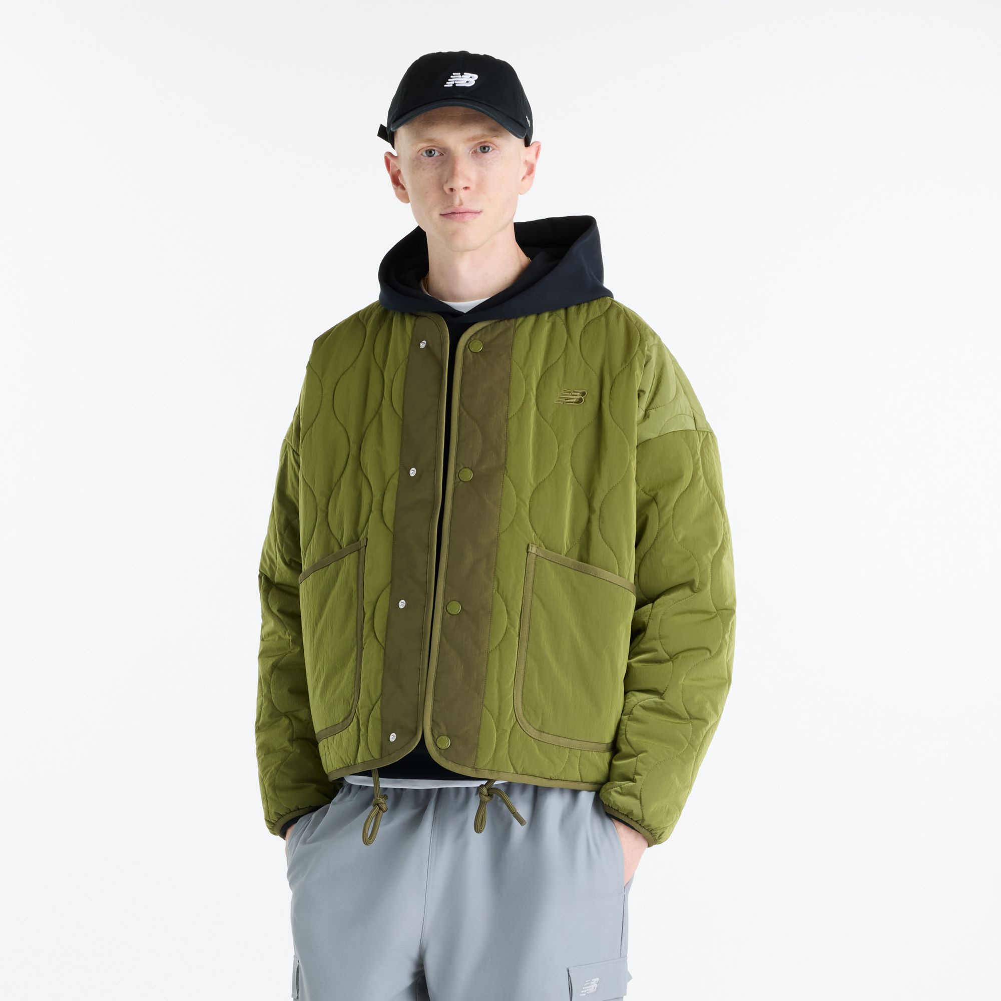 New Balance Men's Quilted Bomber, Small, Sport Green