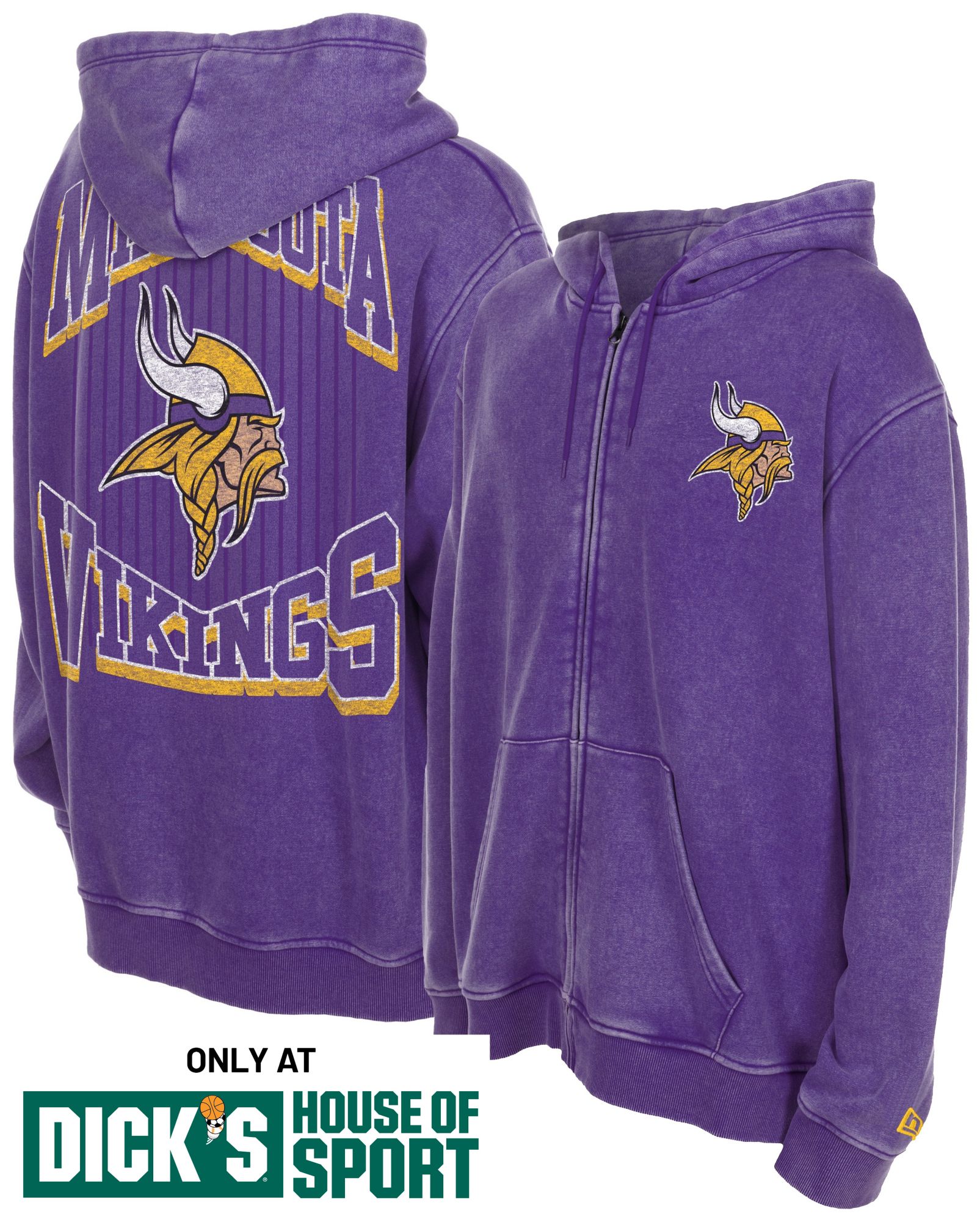 New Era Men's Minnesota Vikings Washed Full-Zip Hoodie
