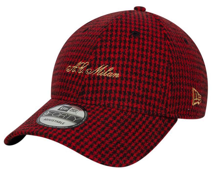New Era Men's AC Milan Red Houndstooth Wordmark 2026 9Forty Adjustable Hat